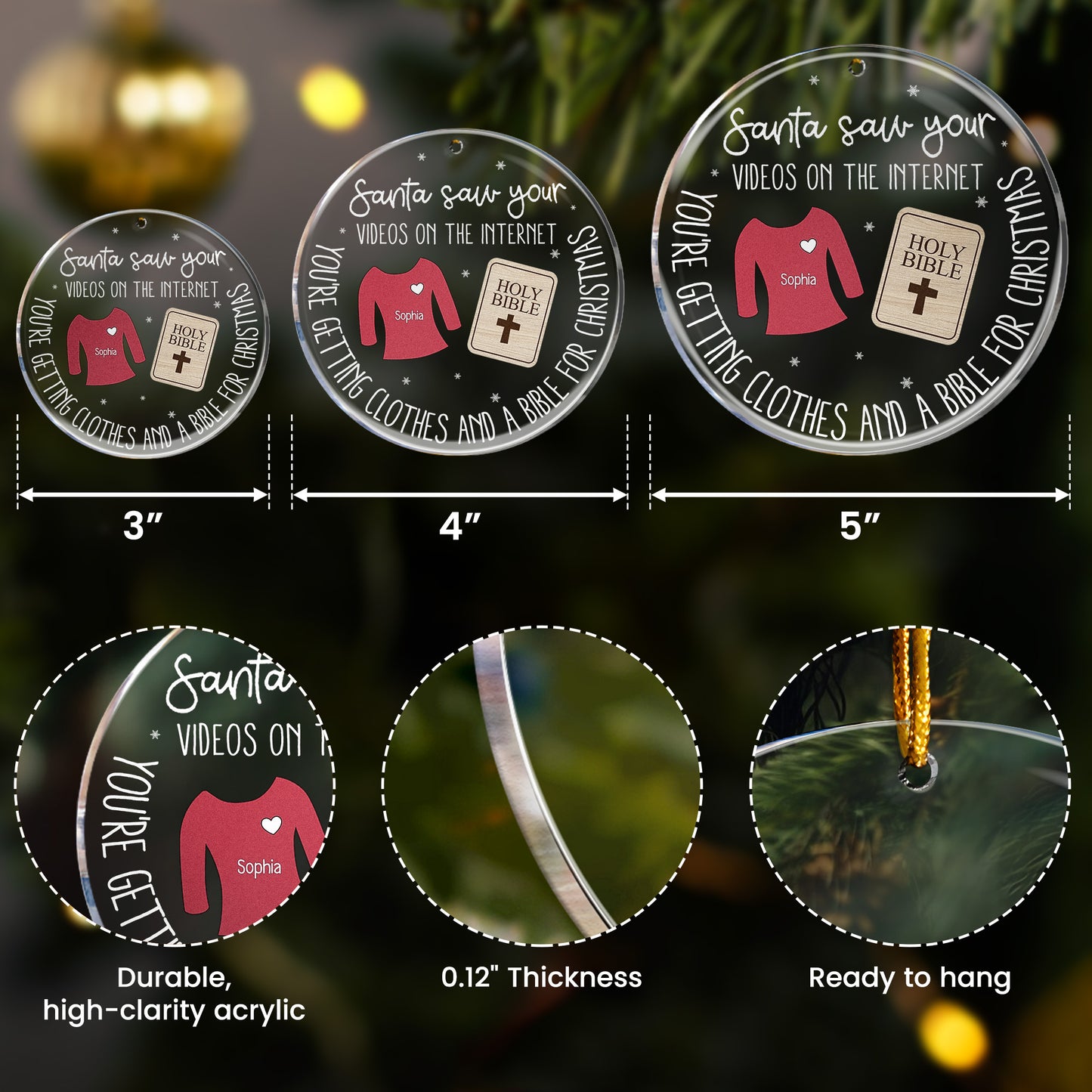 Santa Saw You, Funny Ornament - Personalized Acrylic Ornament