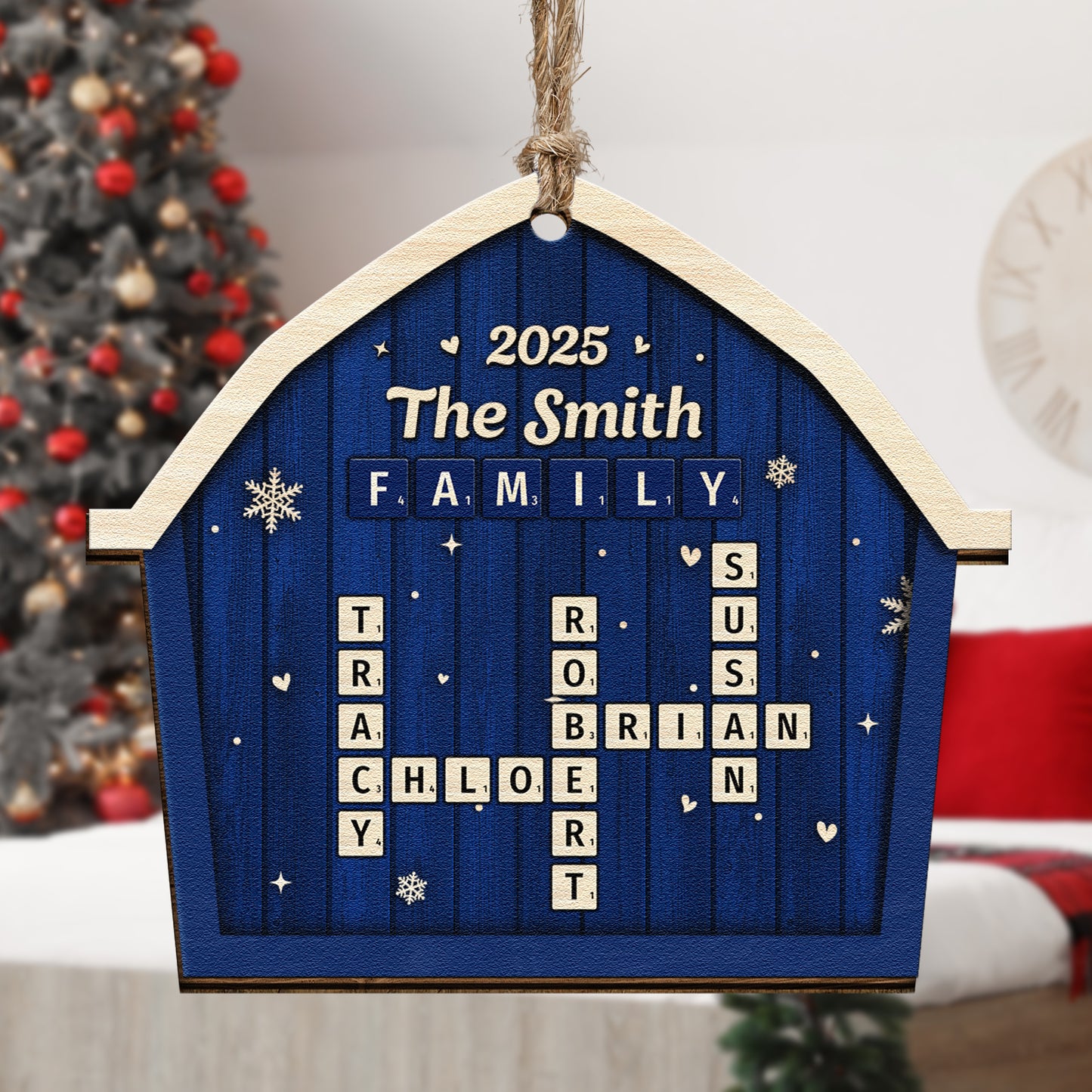 Scrabble Family Love - Personalized Wooden Ornament