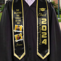 She Believed She Could So She Did - Personalized Photo Graduation Stole