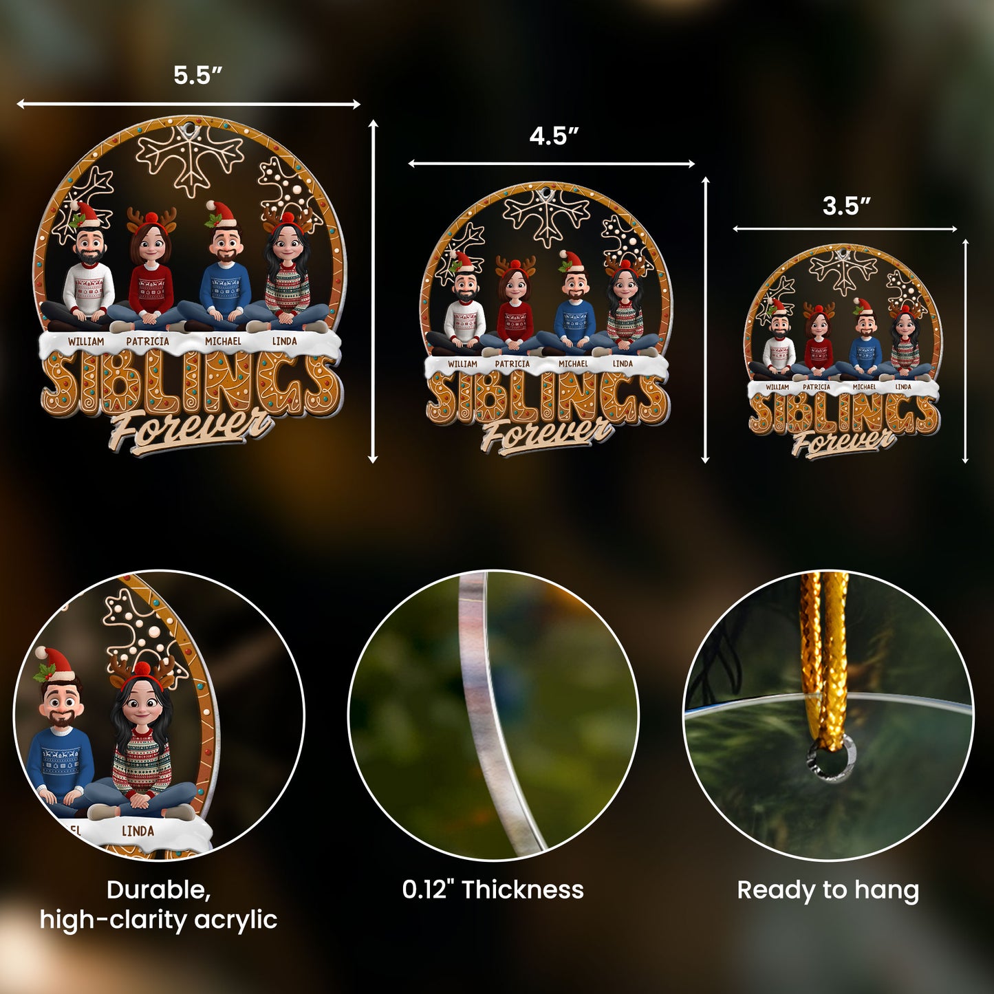 Siblings Forever - Personalized Acrylic Ornament