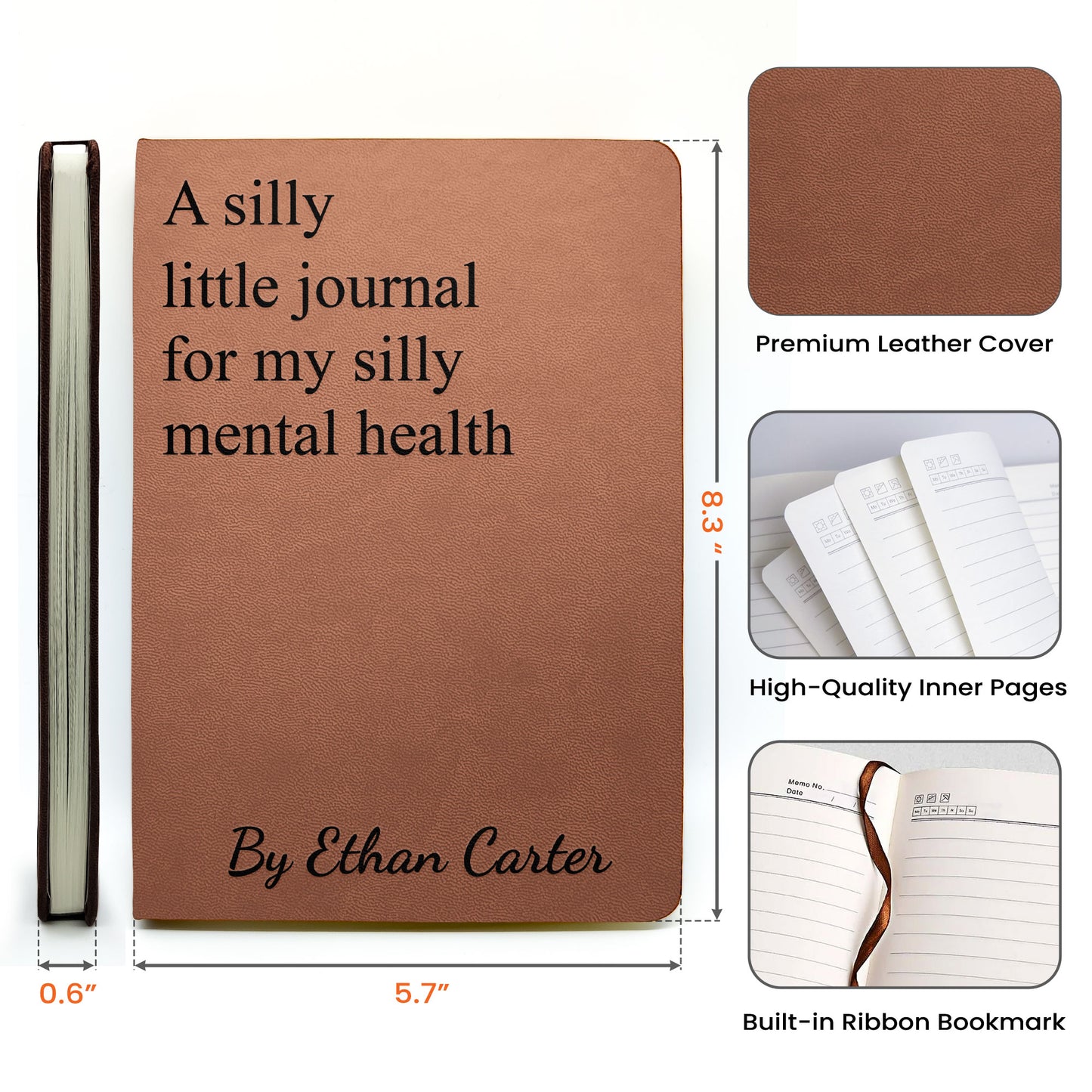 Silly Little Mental Health Swear Journal - For Her, Him, Daughter, Sister, Wife, Friend - Personalized Leather Journal