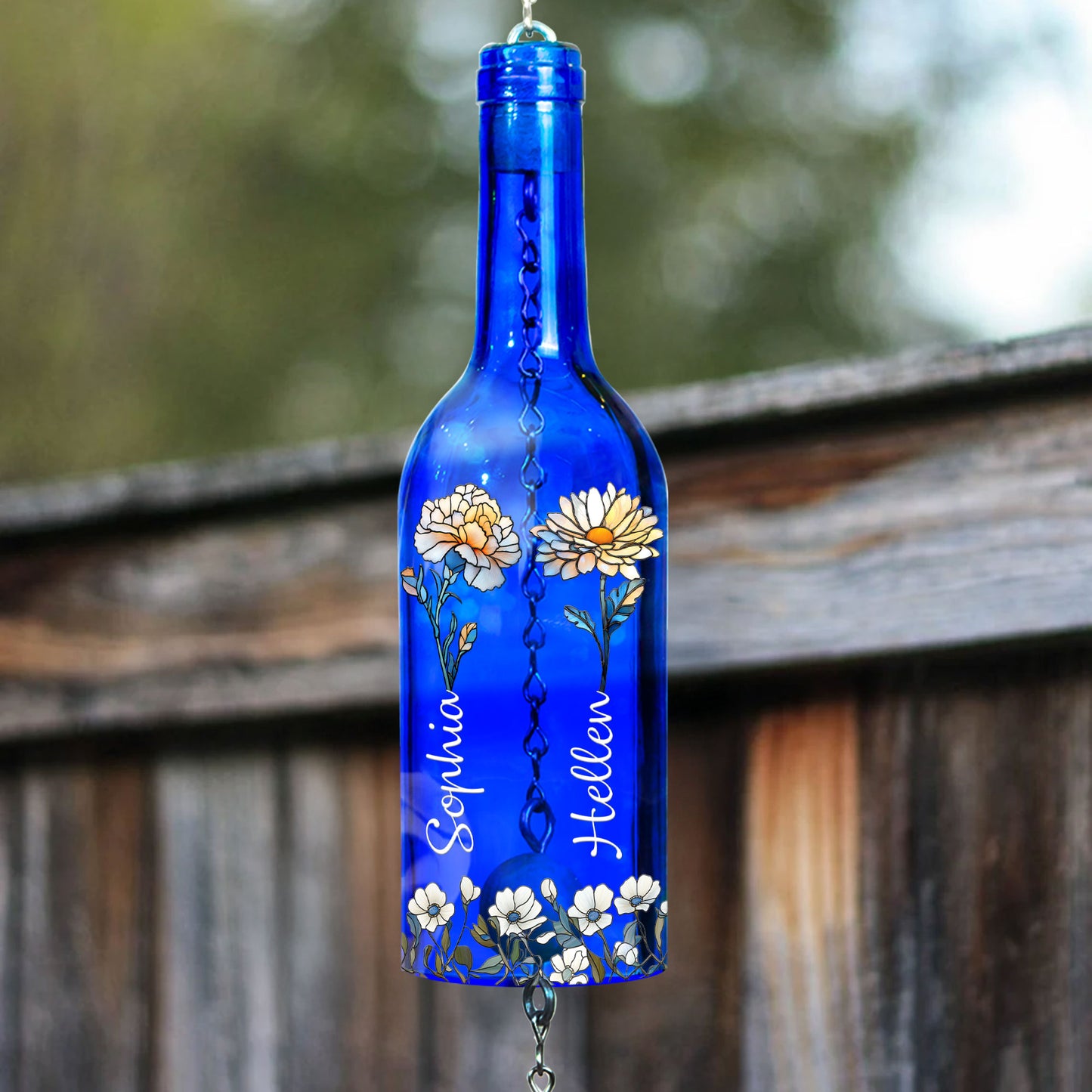 Sisters Different Flowers From The Same Garden - Personalized Wine Bottle Wind Chime