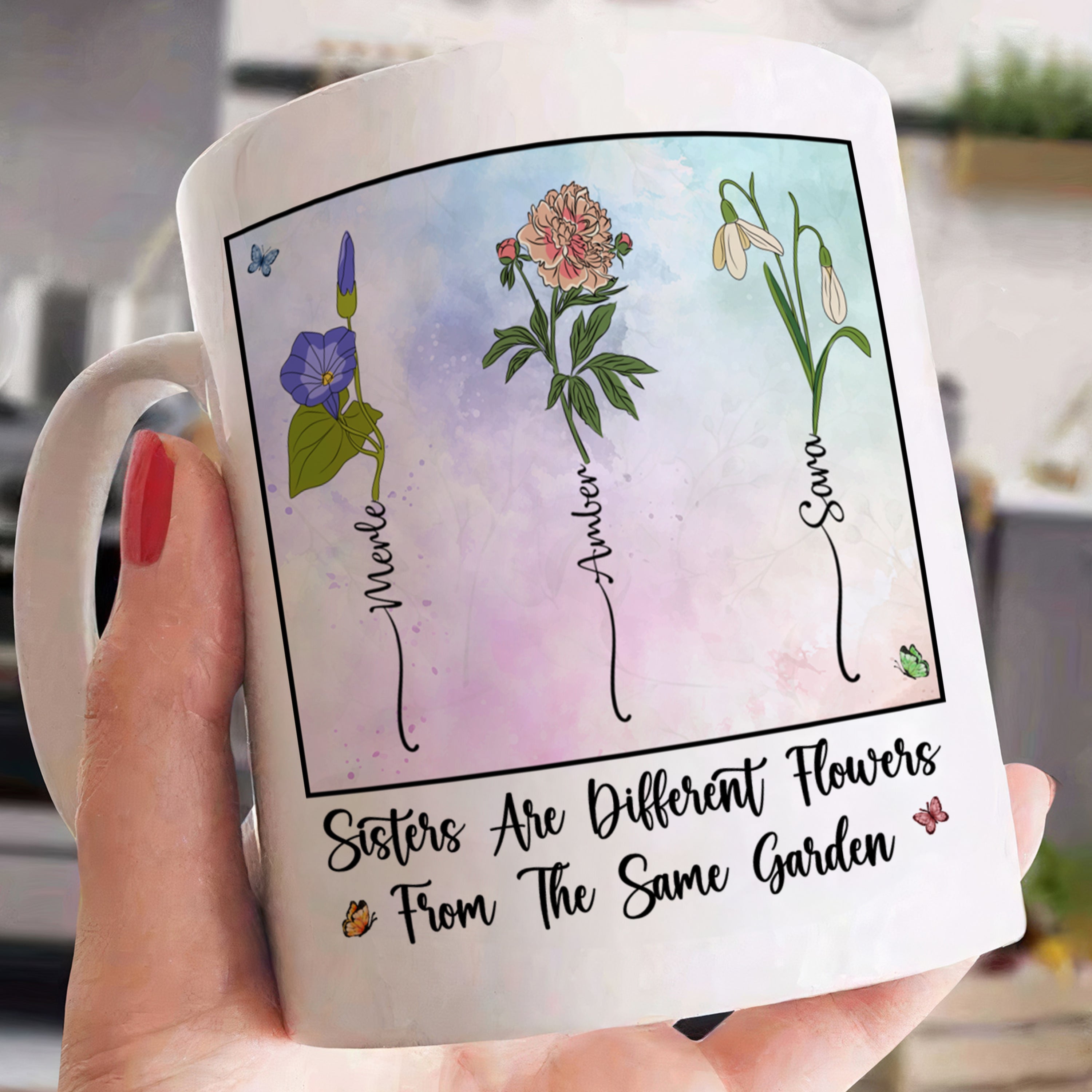 Sisters Are Different Flowers From The Same Garden - Personalized Orna