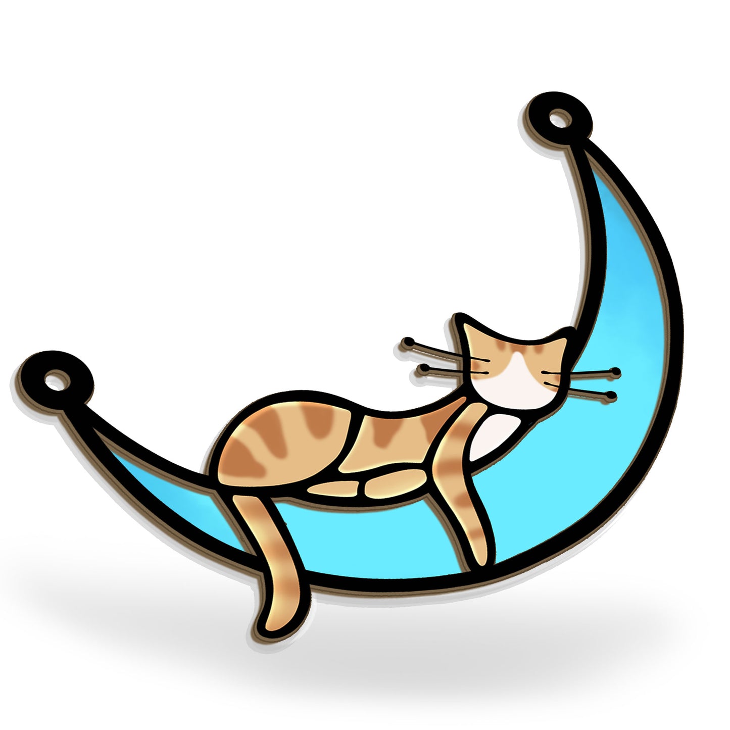 Sleeping Cat On Moon - Personalized Window Hanging Suncatcher Ornament