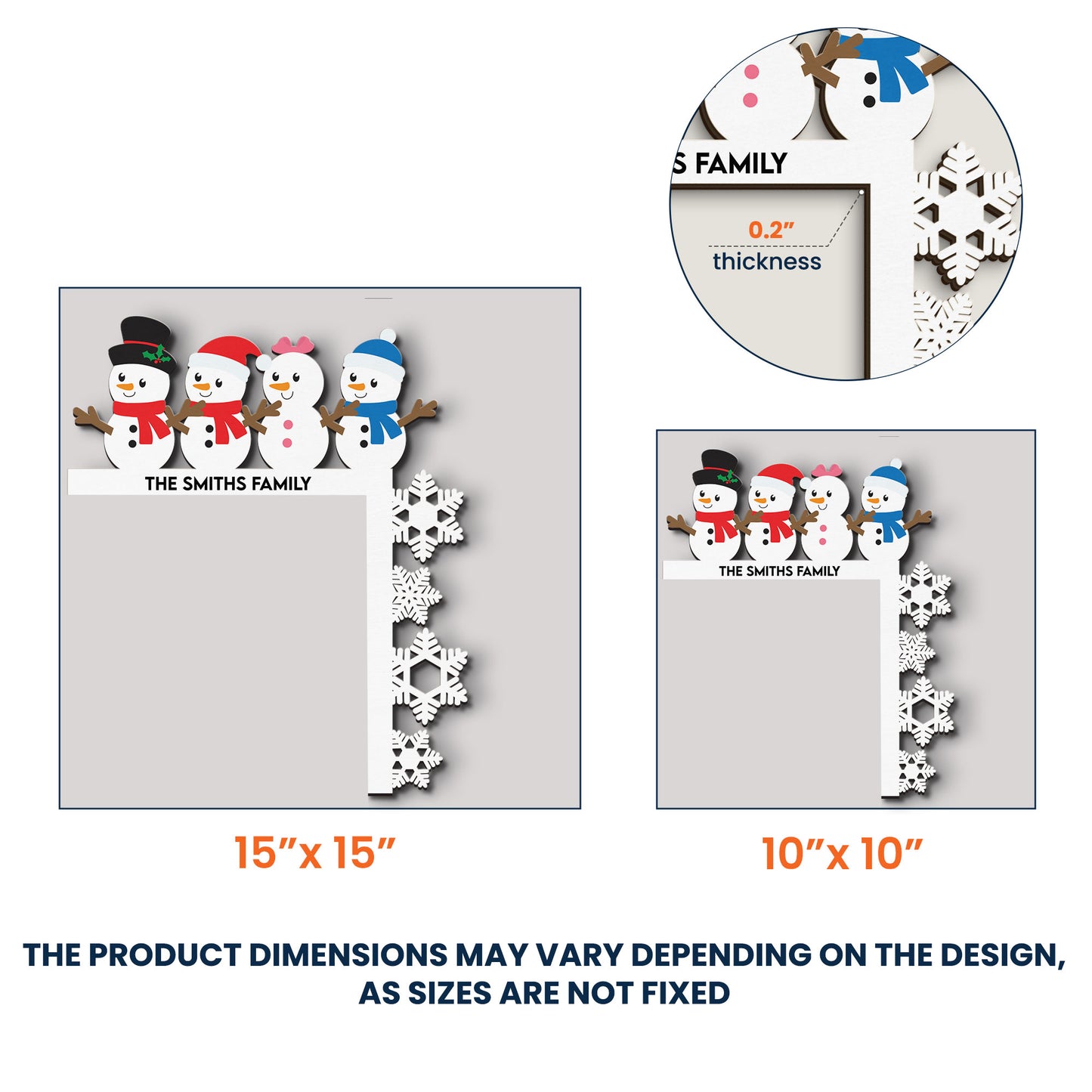 Snowman Family - Personalized Door Corner Wood Sign