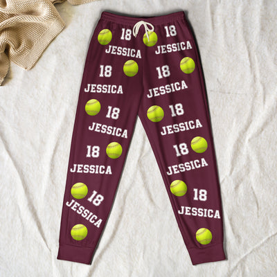 Softball Custom Name, Number - Personalized Sweatpants - Lounge Pants With Pockets, Custom Pajama Pants, Jogger Sweatpants, Gift For Her