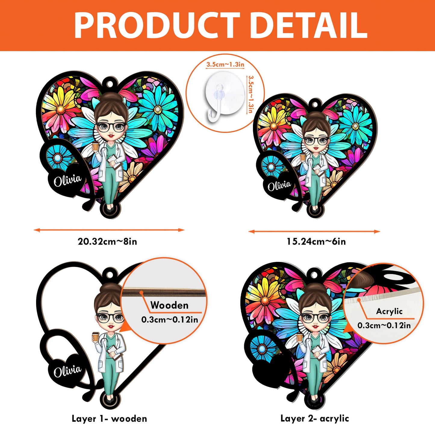 Stethoscope Nurse - Personalized Window Hanging Suncatcher Ornament