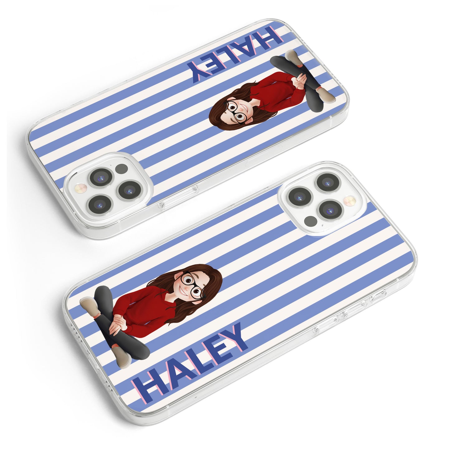 Stripes Aesthetic With Cute Cartoon - Personalized Clear Phone Case