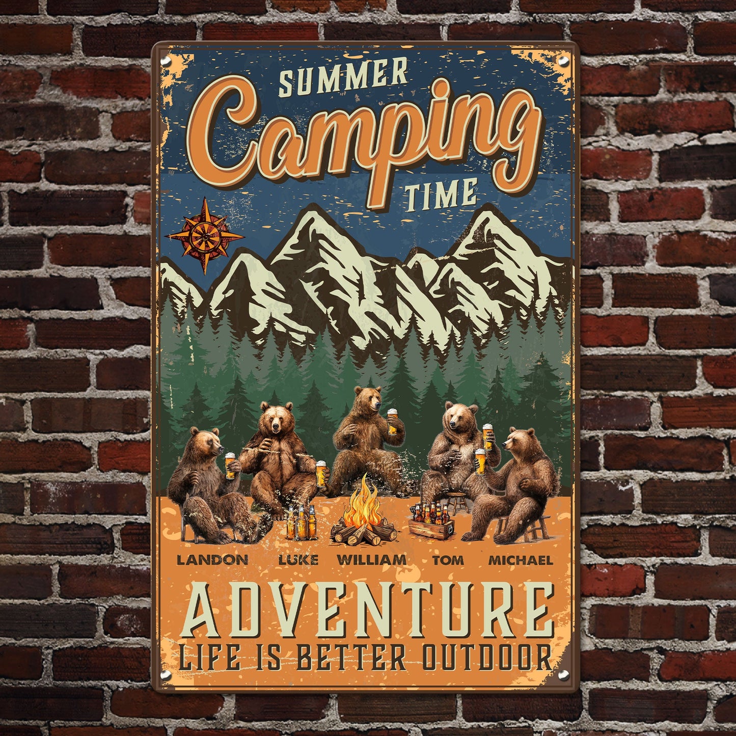 Summer Camping Time, Adventure Life Is Better Outdoor - Personalized Metal Sign
