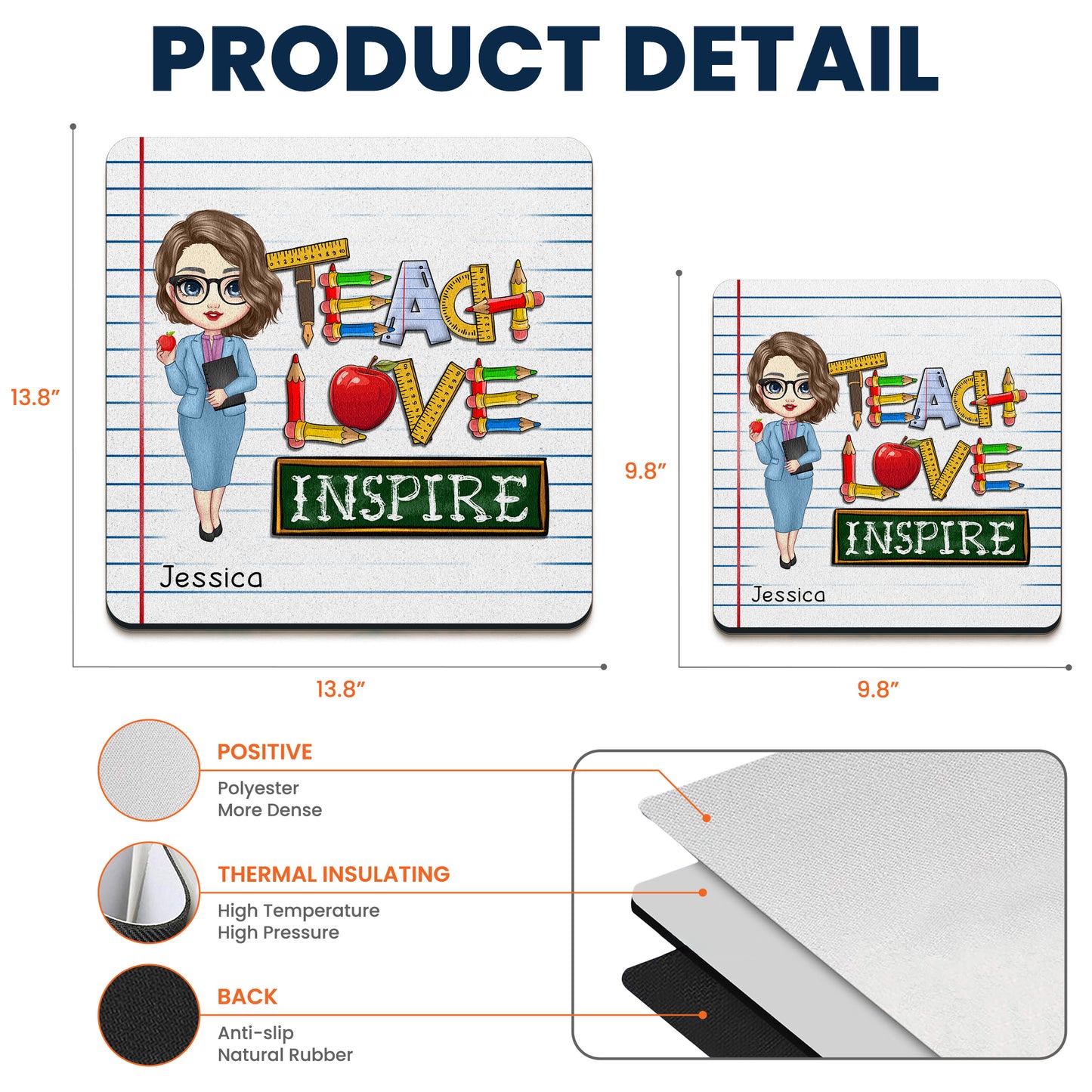 Teach Love Inspire - Custom Shape Mouse Pad