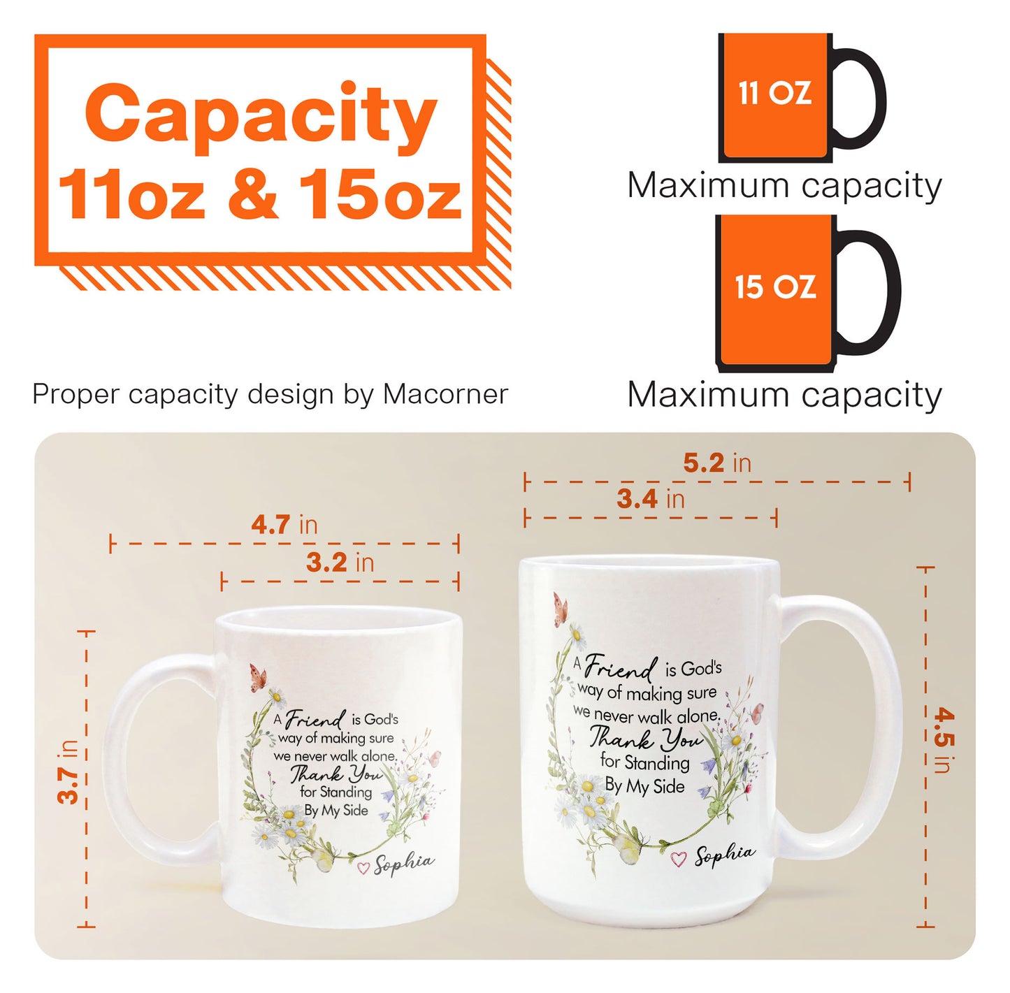 Thank You For Standing By My Side - Thank You Mug Friendship - Personalized Mug