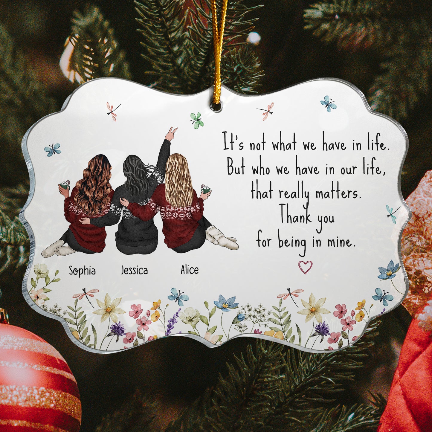 Thank You Gifts For Friends, Family, Mom & Daughters, Coworkers - Personalized Acrylic Ornament