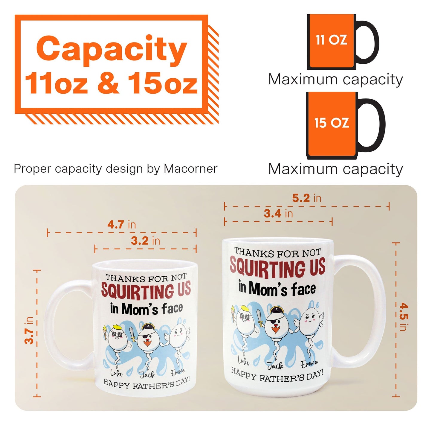 Father's Day Gifts, Thanks For Not Squirting Us In Mom's Face Happy Father's Day - Personalized Mug