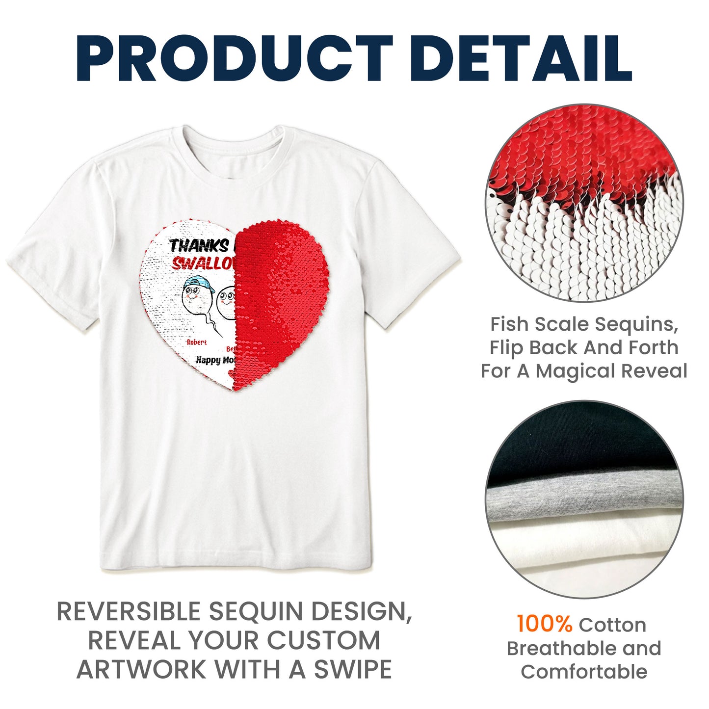 Thanks For Not Swallowing Us Funny Mom Gift - Personalized Sequin Shirt