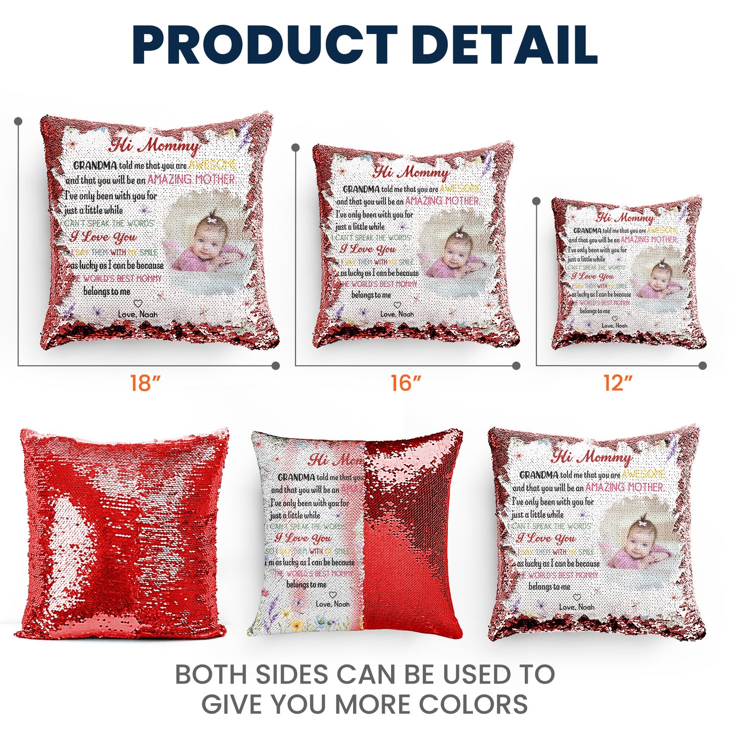 The Best Mommy Belongs To Me First Mom New Mom Gift - Custom Photo Sequin Pillow