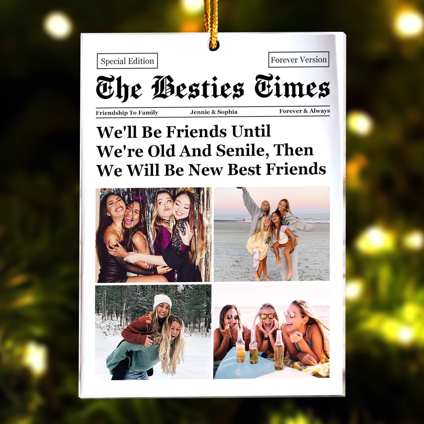 The Besties Times - Christmas Friendship Thank You Gifts - Personalized Acrylic Photo Ornament - Christmas Gift For Friend
