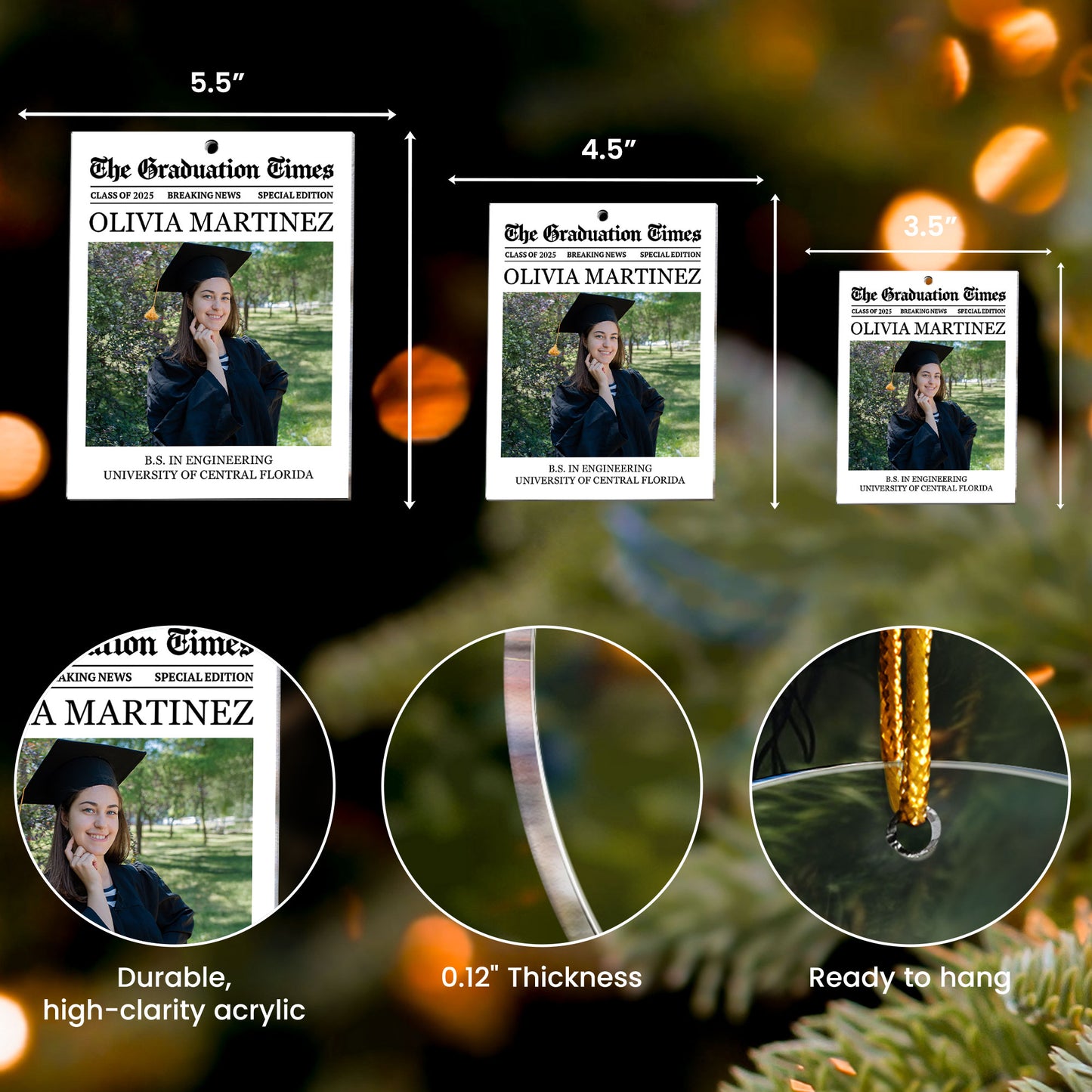 The Graduation Times - Gift For Graduate - Personalized Acrylic Photo Ornament