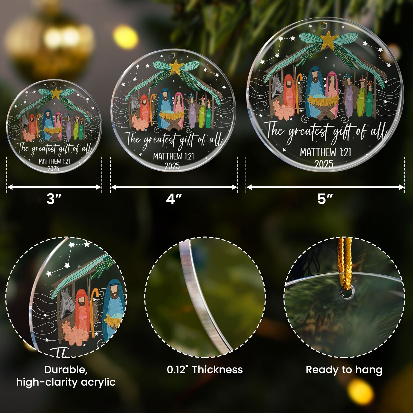 The Greatest Gift Of All Christmas Nativity Scene - Personalized Acrylic Ornament