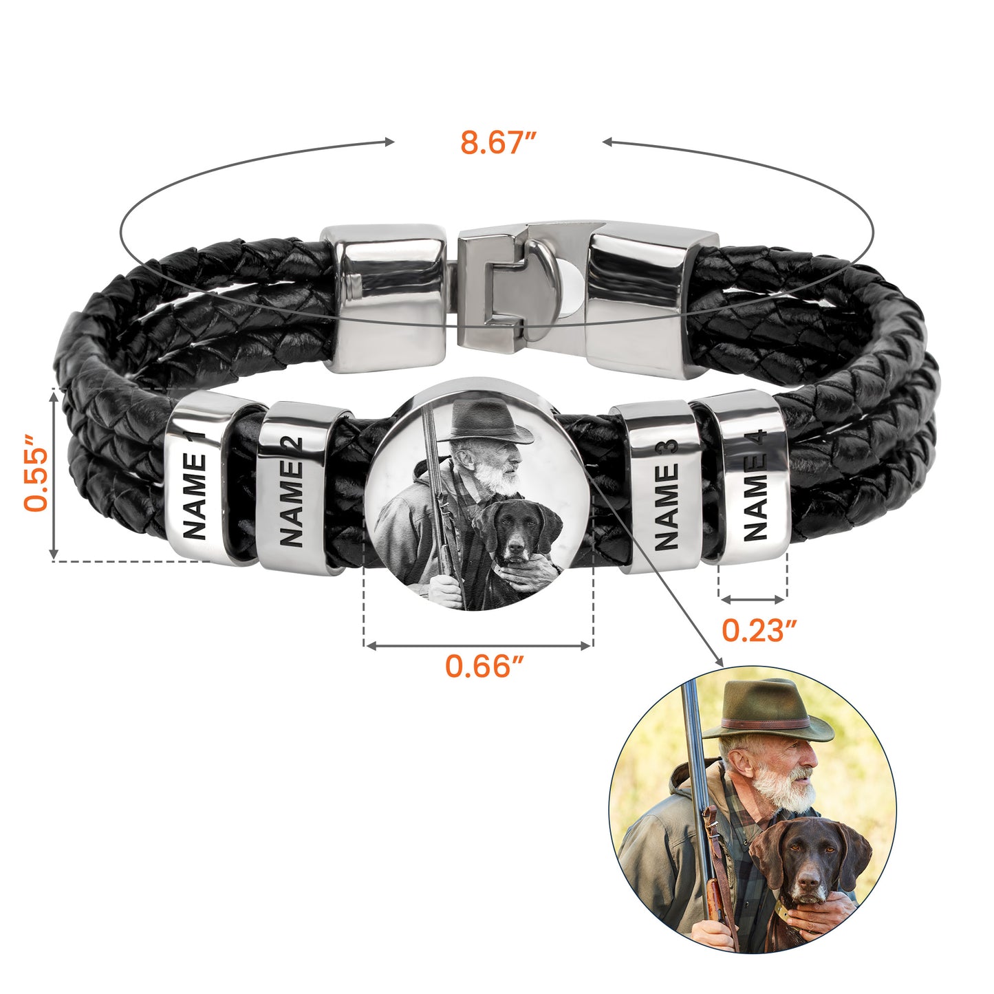 The Hunting Dad - Personalized Photo Leather Bracelet