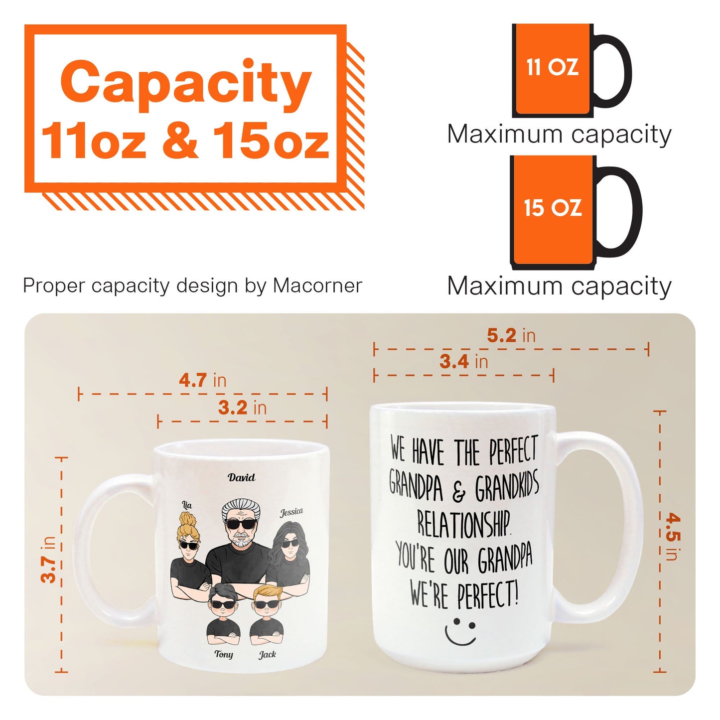 Father's Day Gifts, The Perfect Grandpa & Grandkid Relationship - Personalized Mug - Father's Day, Birthday Gift For Grandfather, Grandpa - From Grandkids, Grandchildren