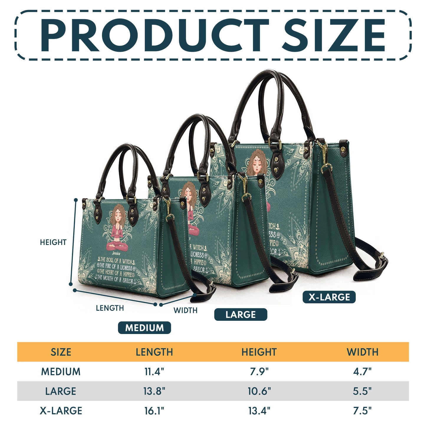 The Soul Of A Witch, The Fire Of A Lioness - Personalized Leather Bag