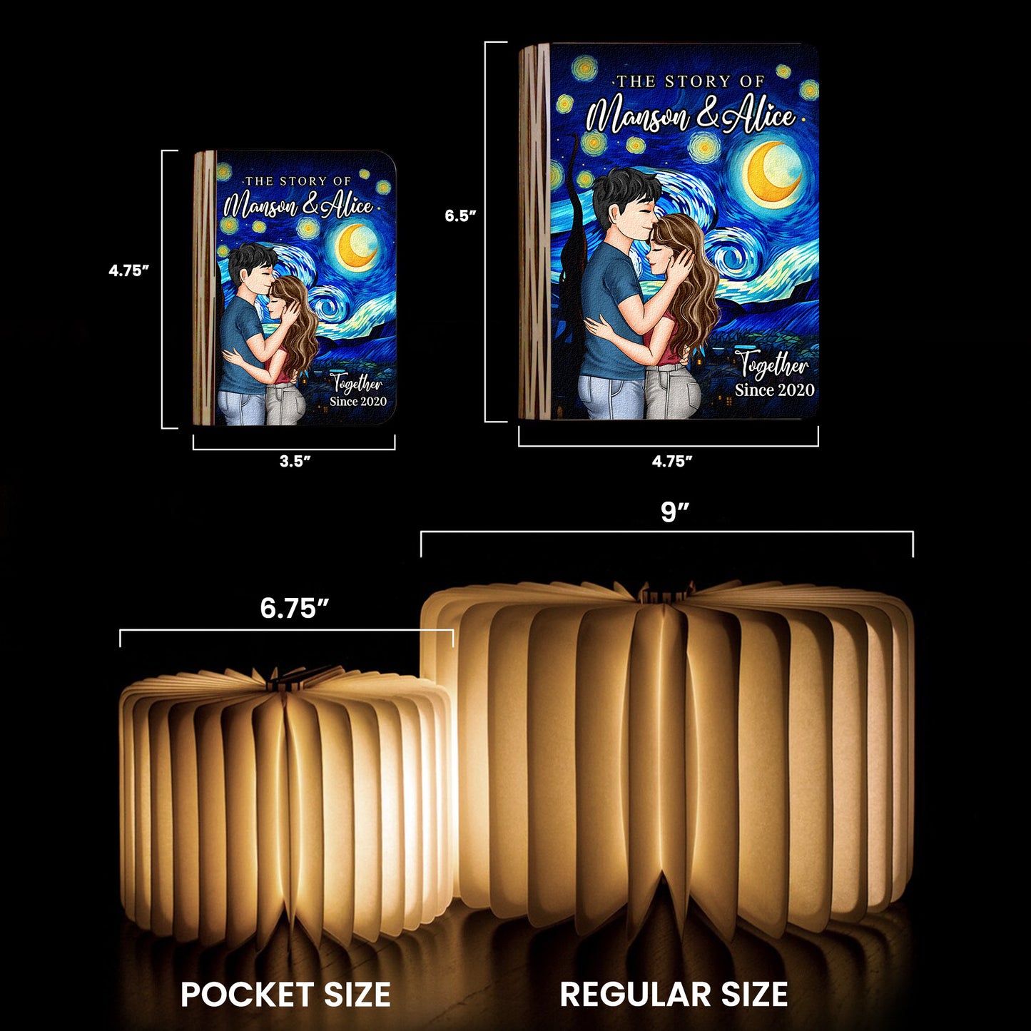 The Story Of Us, Together Since - Personalized Book Lamp
