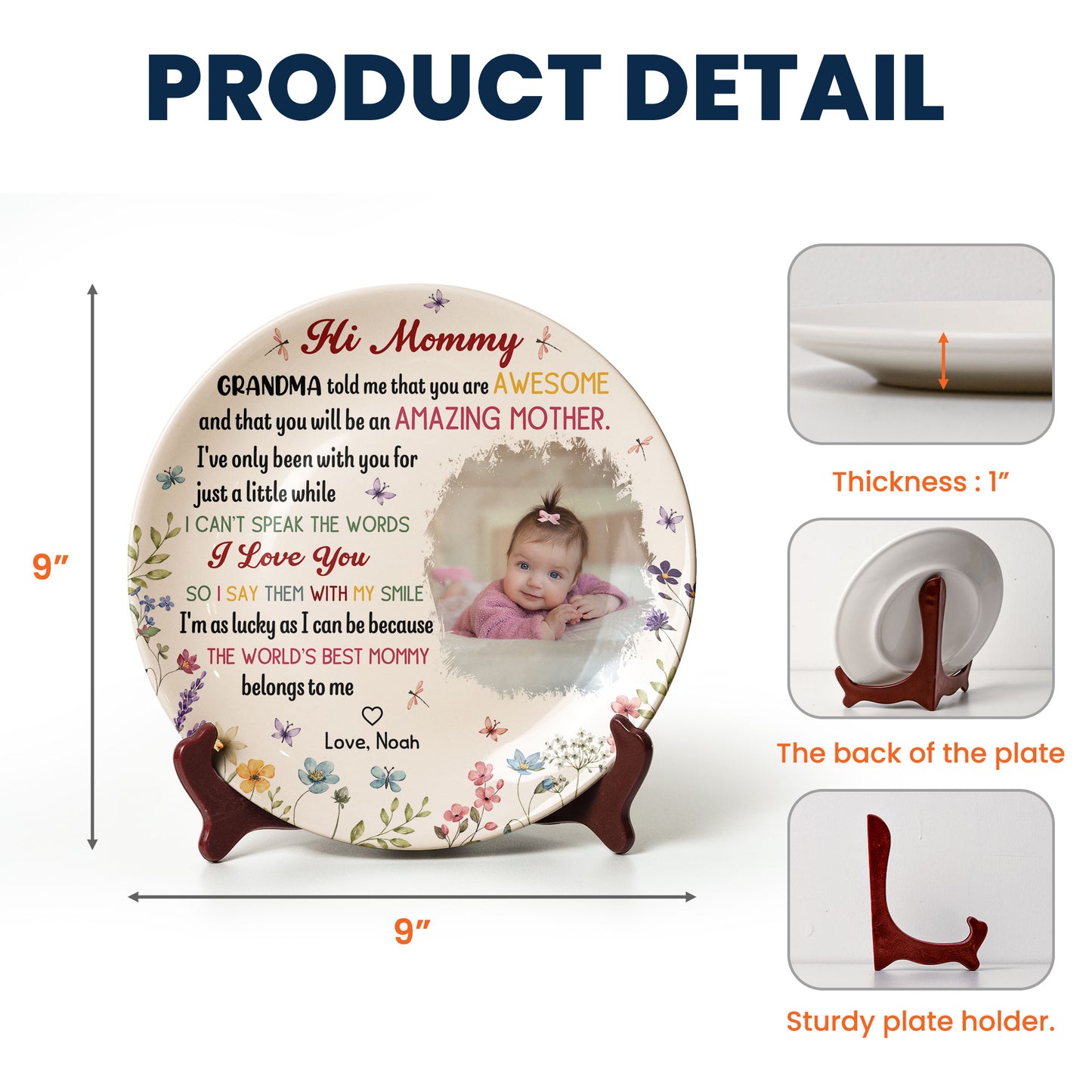 The Best Mommy Belongs To Me First Mom New Mom Gift - Personalized Ceramic Photo Plate