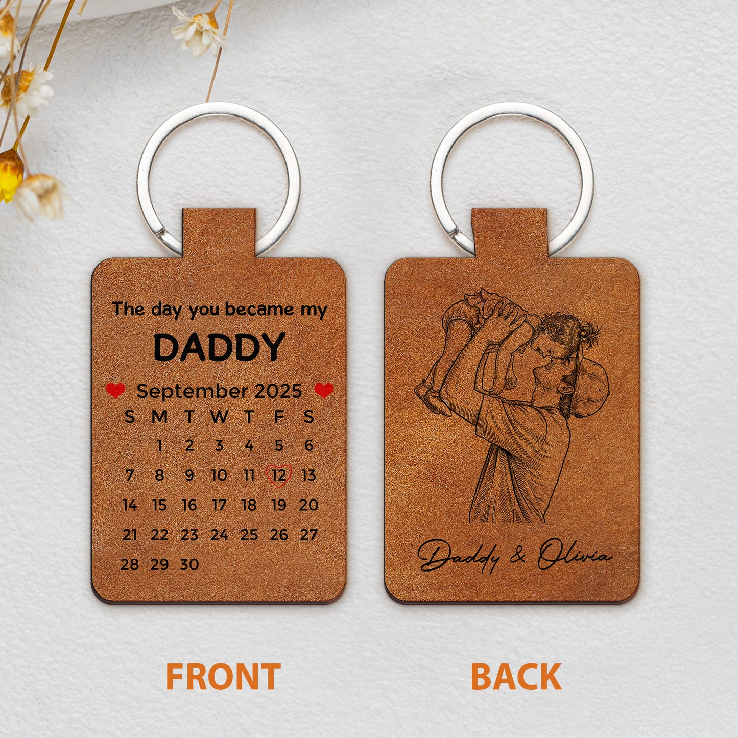 The-Day-You-Became-My-Dad-Sketch-Line-Art-Fathers-Day-Gift-For-Him-Personalized-Keychain-5