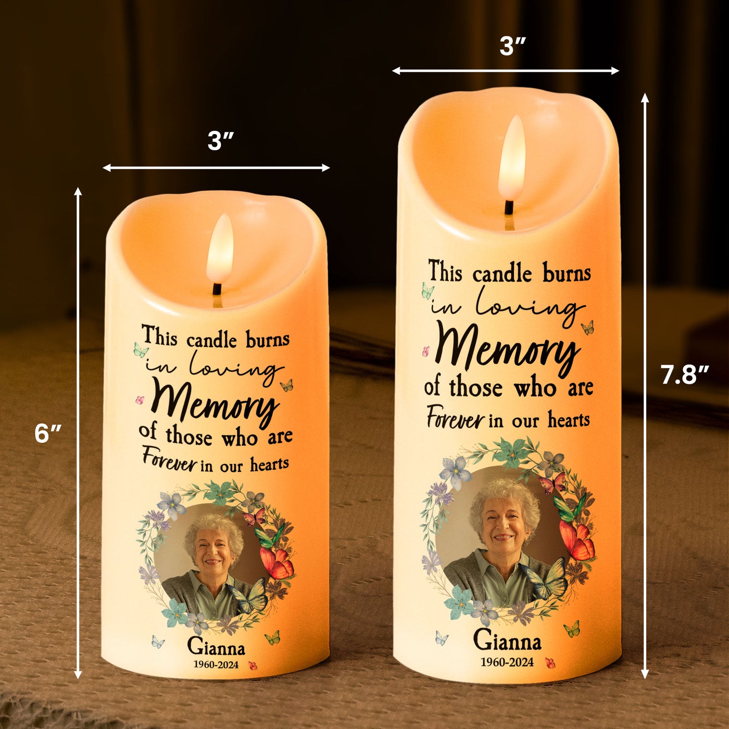 This Candle Burns In Loving Memory - Personalized Photo LED Candle