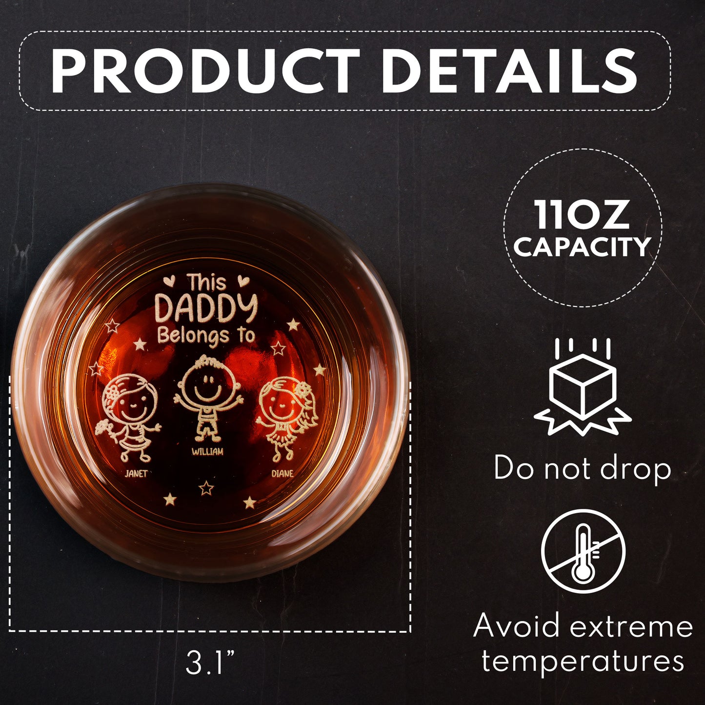 This Daddy Belongs To - Personalized Engraved Whiskey Glass