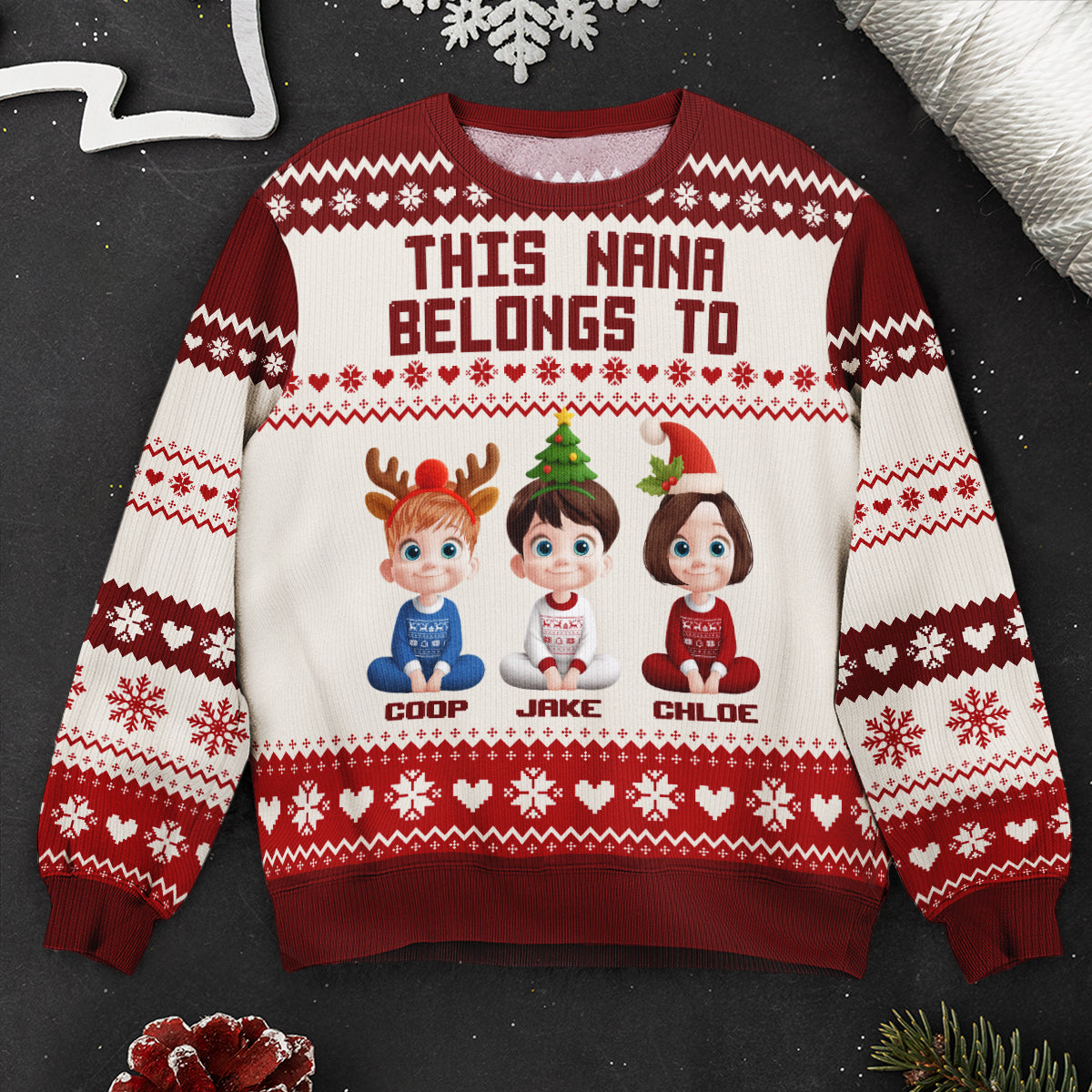 This Grandma Belongs To Grandkids - Personalized Ugly Sweater