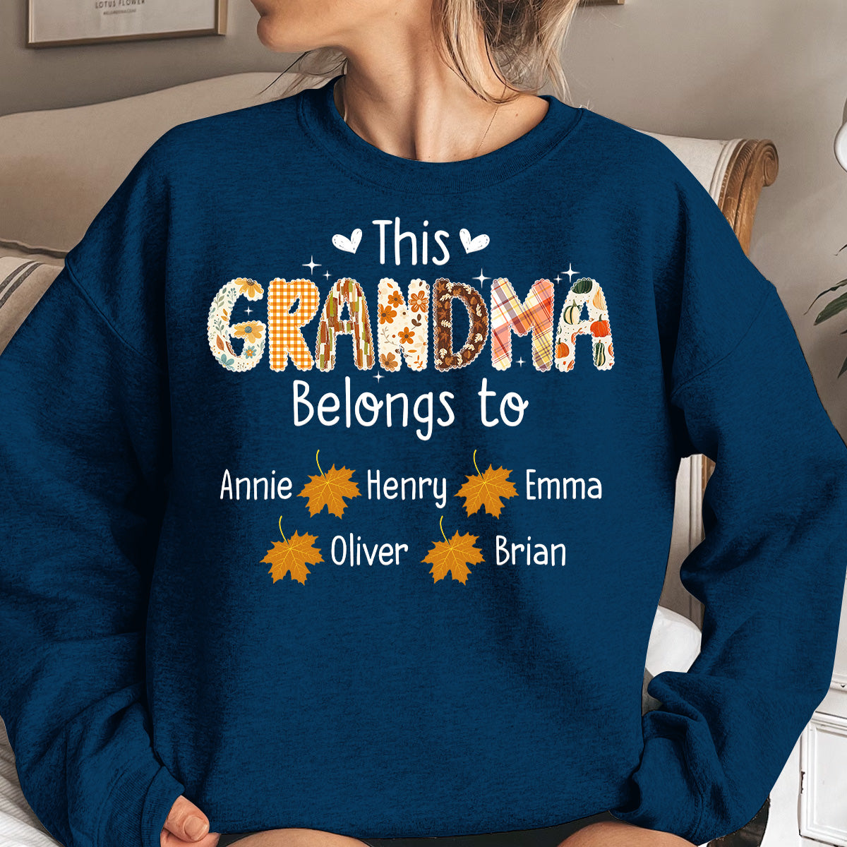This Grandma Belongs To Autumn Pattern- Personalized Shirt