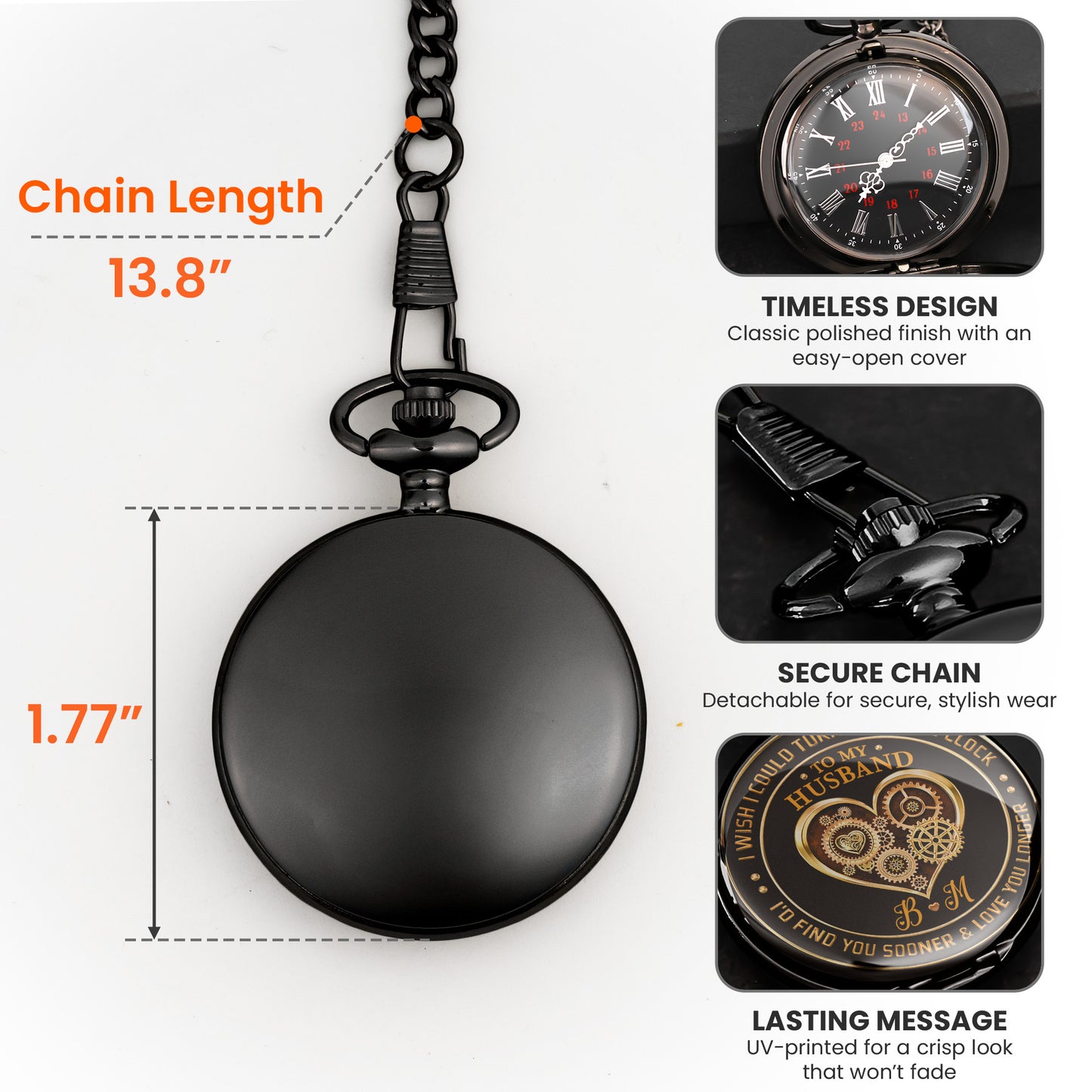 To My Husband I Wish I Could Turn Back The Clock Gift For Him - Personalized Pocket Watch