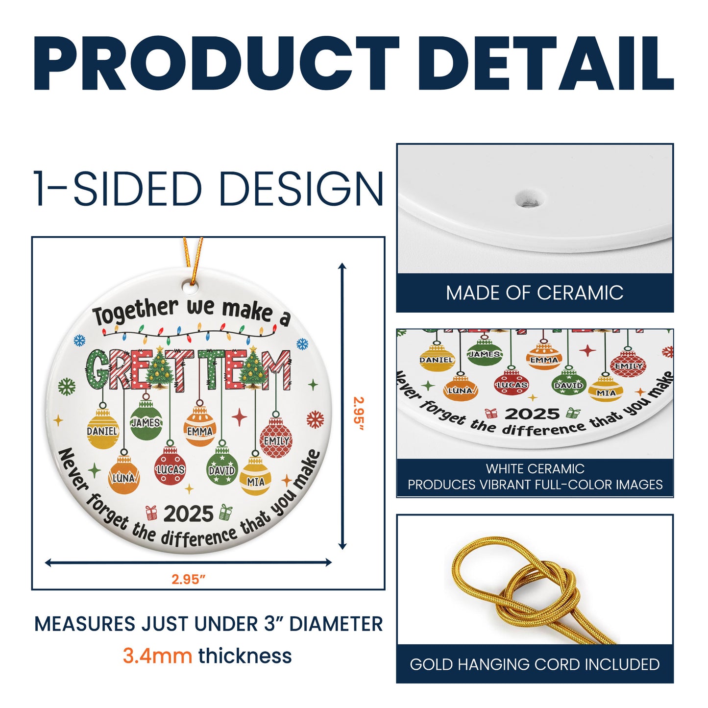 Together We Make A Great Team Thank You Christmas Exchange Gifts - Personalized Ceramic Ornament