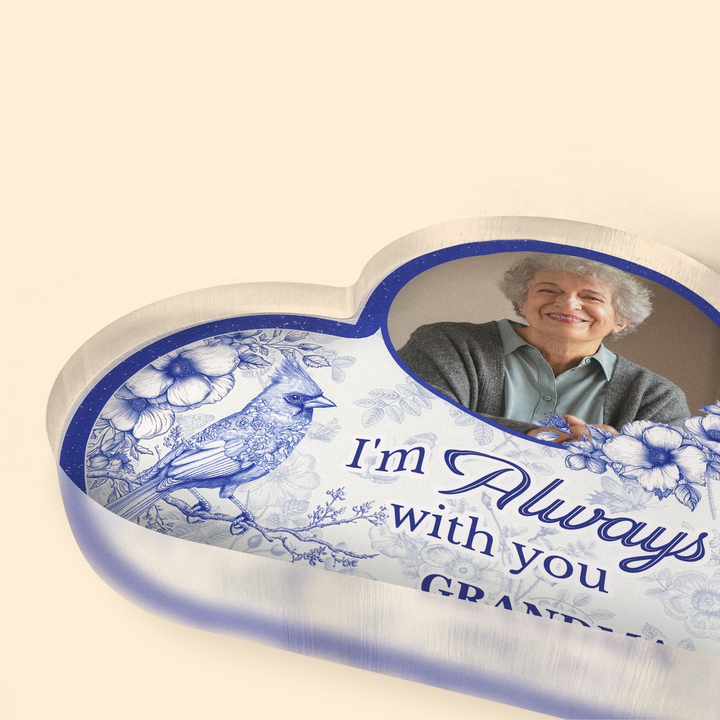 Toile De Jouy Style Memorial I'm Always With You - Personalized Acrylic Photo Plaque