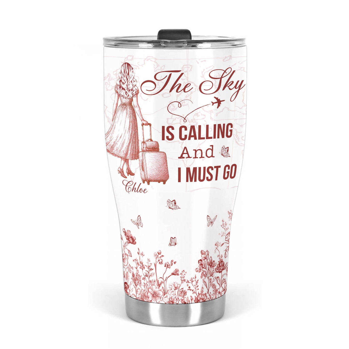 Toile De Jouy The Sky Is Calling - Personalized 30oz Curved Tumbler