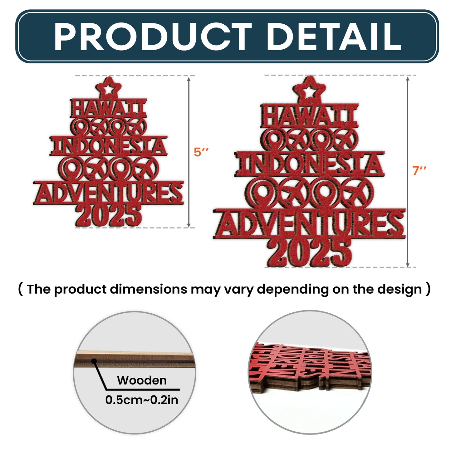 Travel Destination - Personalized Wooden Ornament