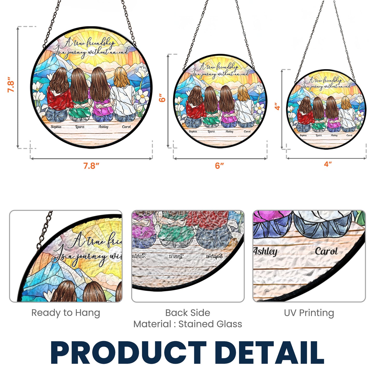 True Friendship Is A Journey Without An End - Personalized Stained Glass Window Hanging Suncatcher