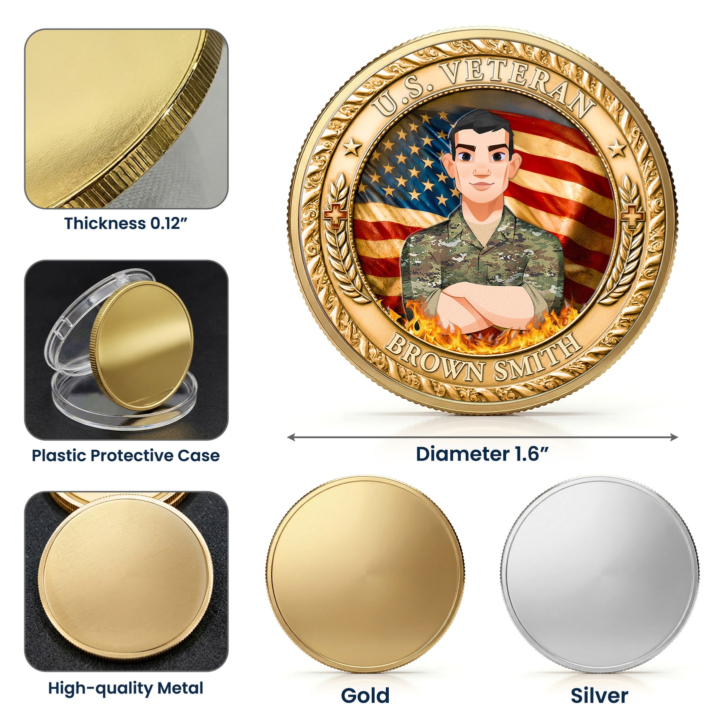 U.S. Veteran 250 Years Of Freedom - Personalized Coin