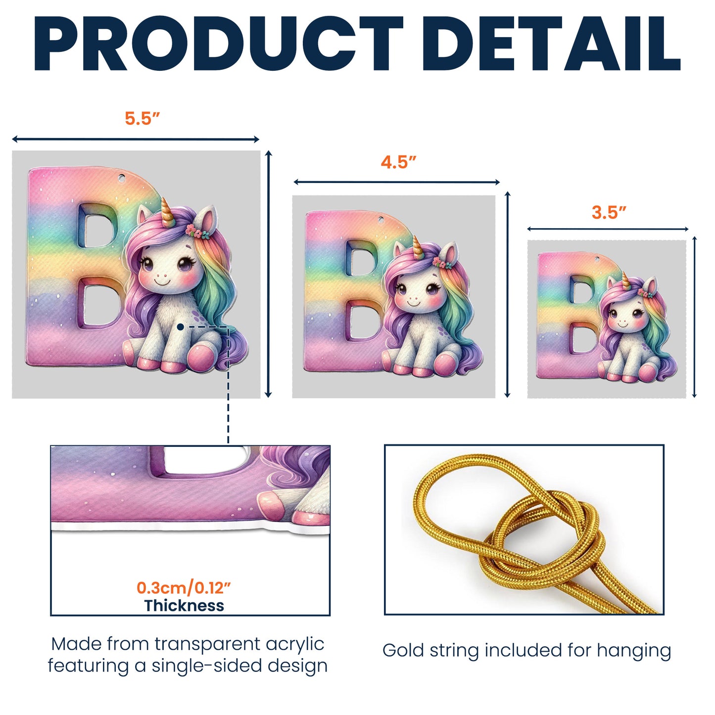 Unicorn Letters For Kid Christmas Gift For Daughter - Personalized Acrylic Ornament