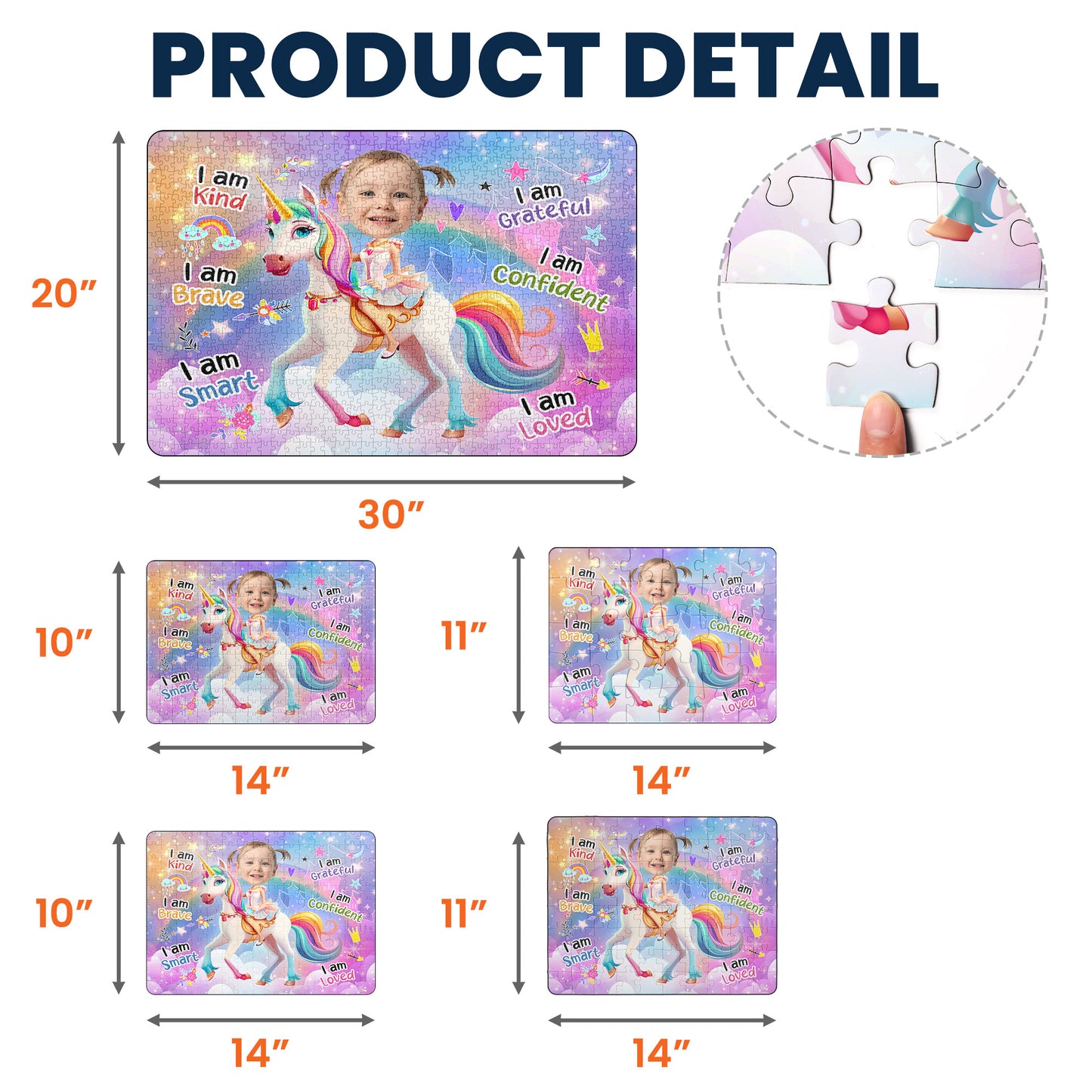 Unicorn Princess - Board Game For Kids, Little Girls, Daughters - Personalized Photo Jigsaw Puzzle