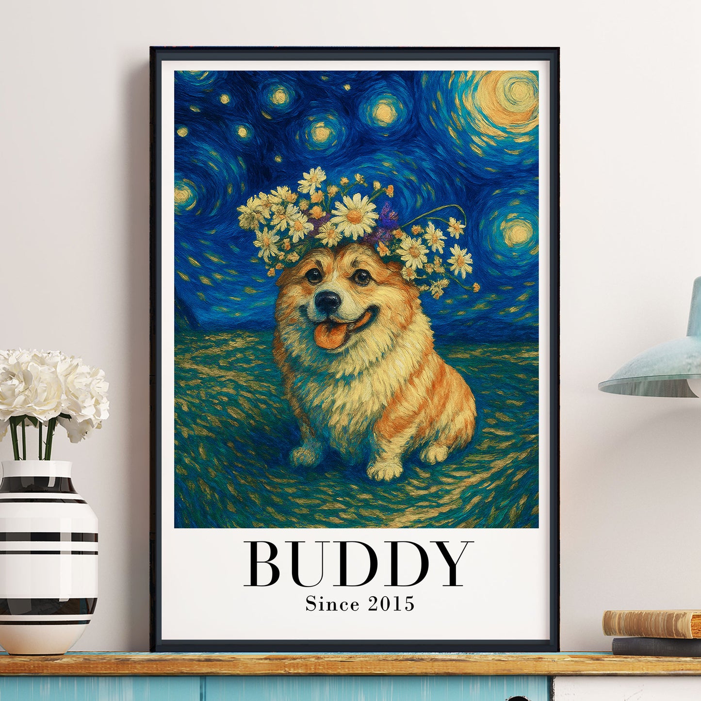 Van Gogh Wall Art Pet Portrait Art Dog Lovers Cat Lovers Gift - Personalized Photo Poster