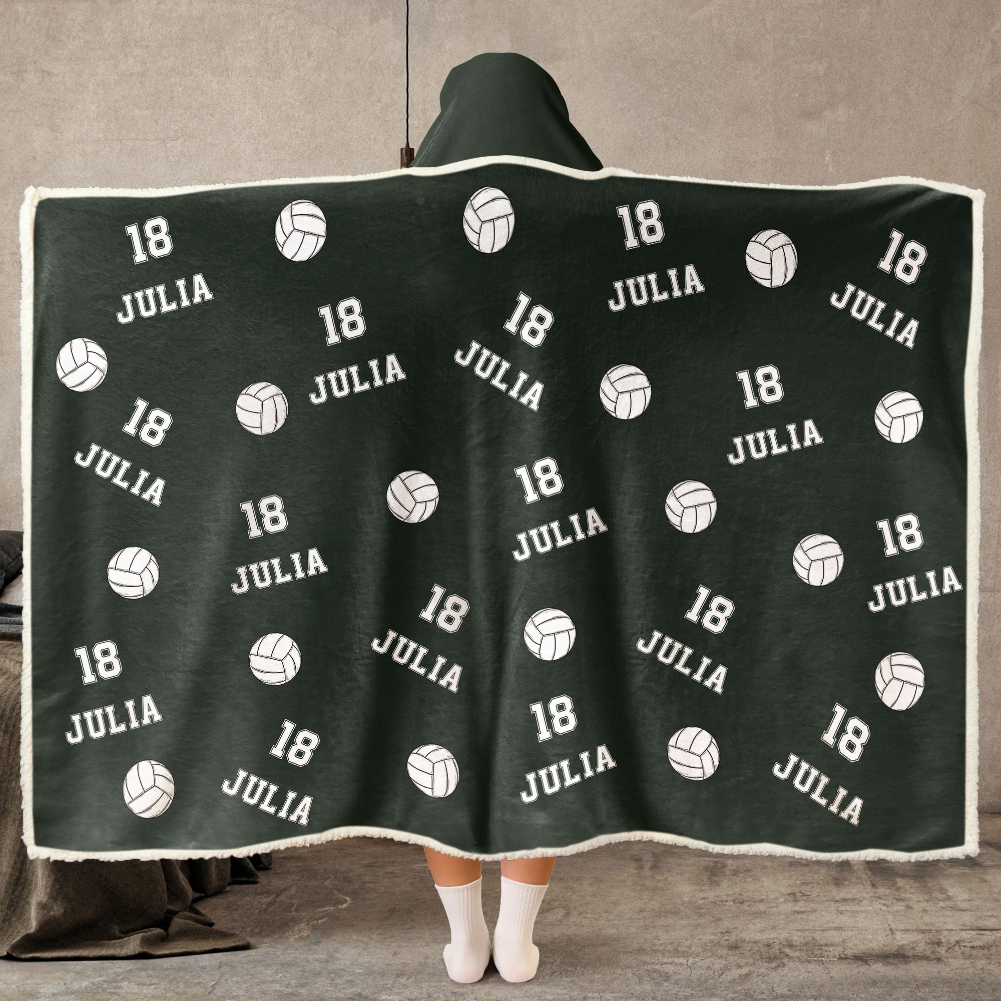 Personalized store Color Volleyball Hooded Blanket