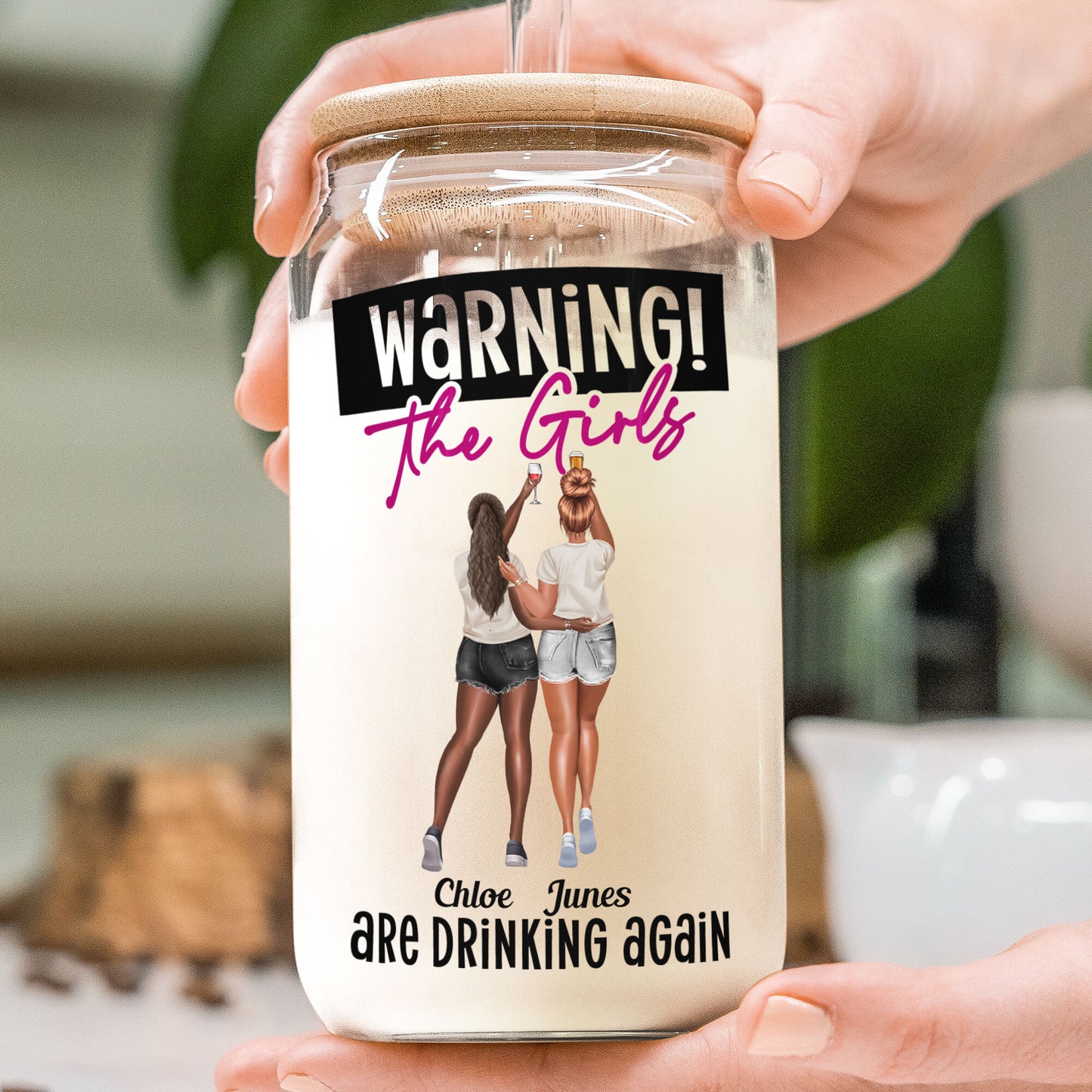 Warning The Girls Are Drinking Again - Personalized Clear Glass Cup