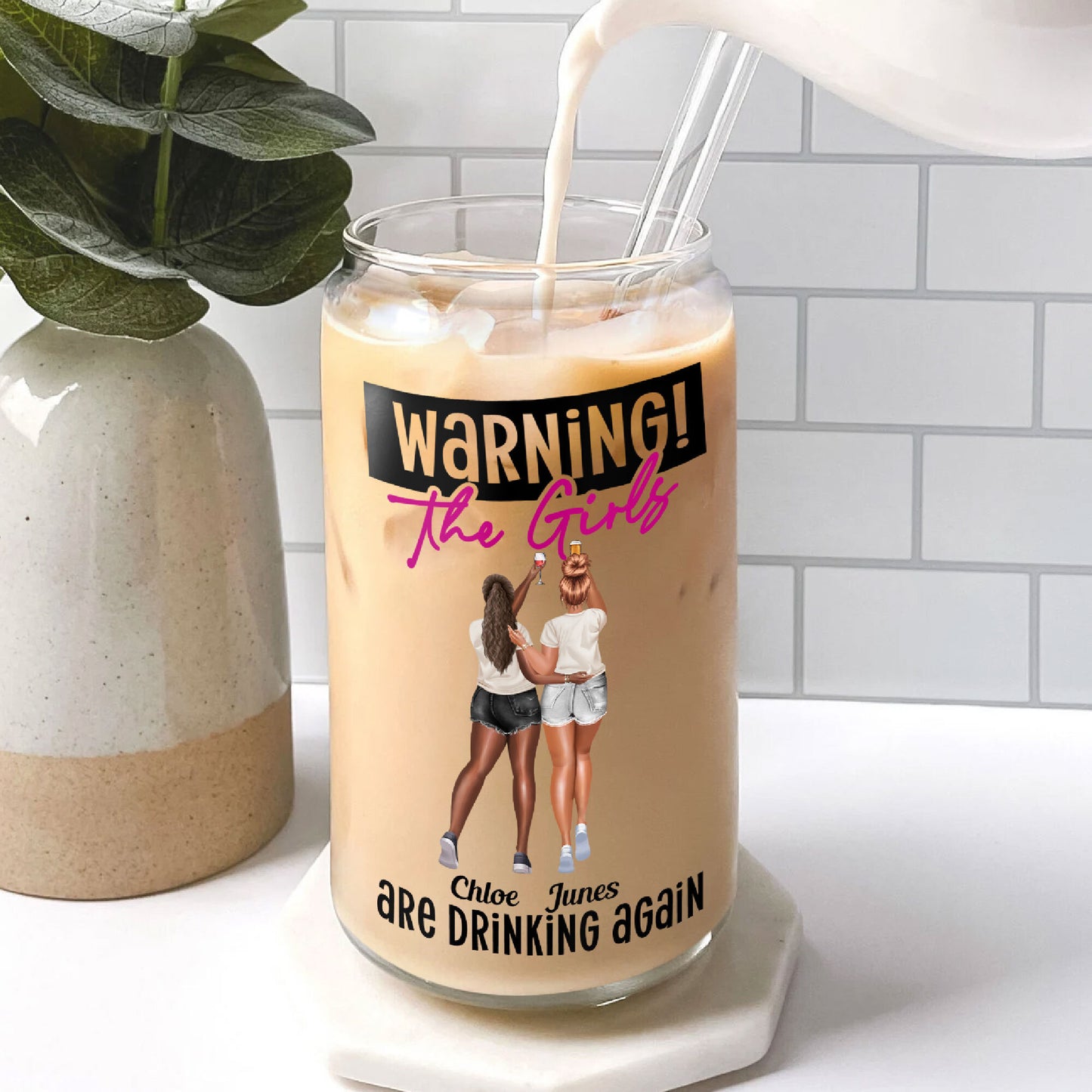 Warning The Girls Are Drinking Again - Personalized Clear Glass Cup