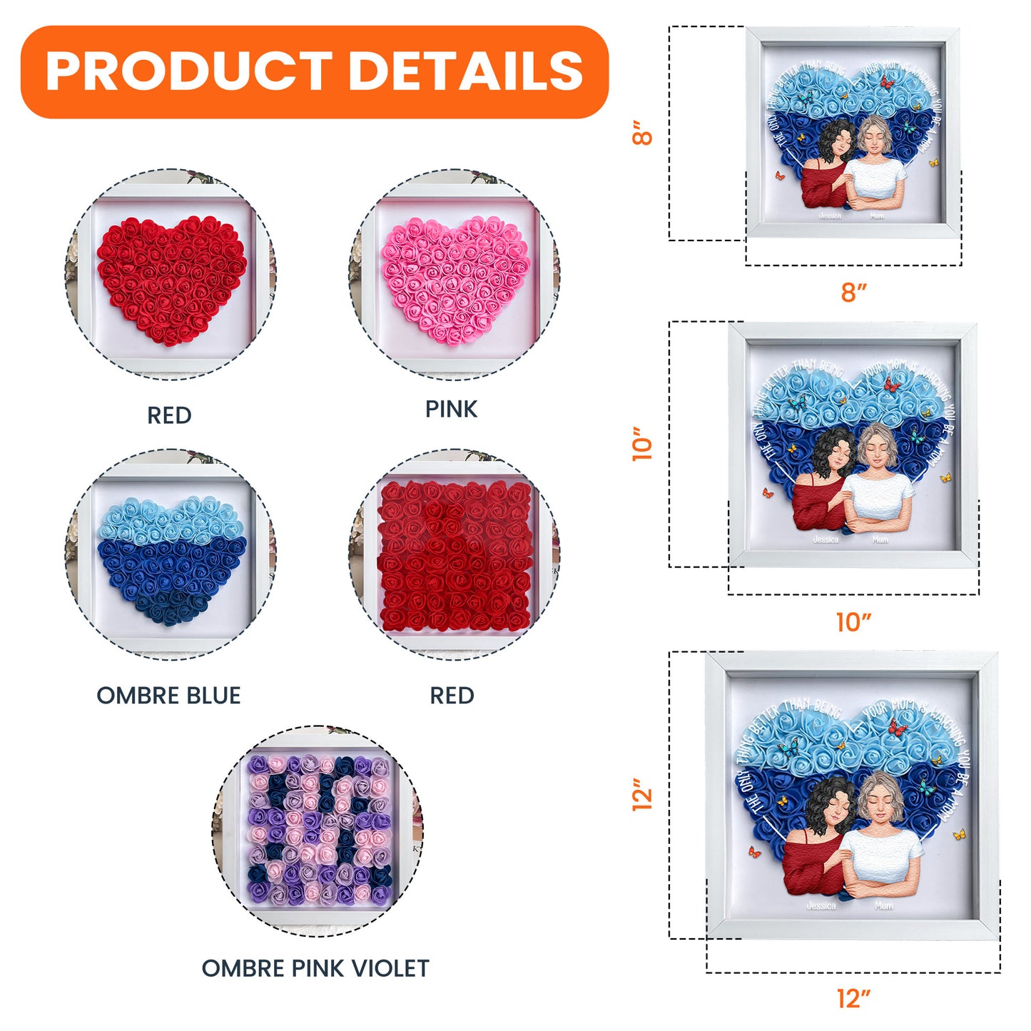 Watching You Be A Mom Gift For Daughter - Personalized Flower Shadow Box With LED Light