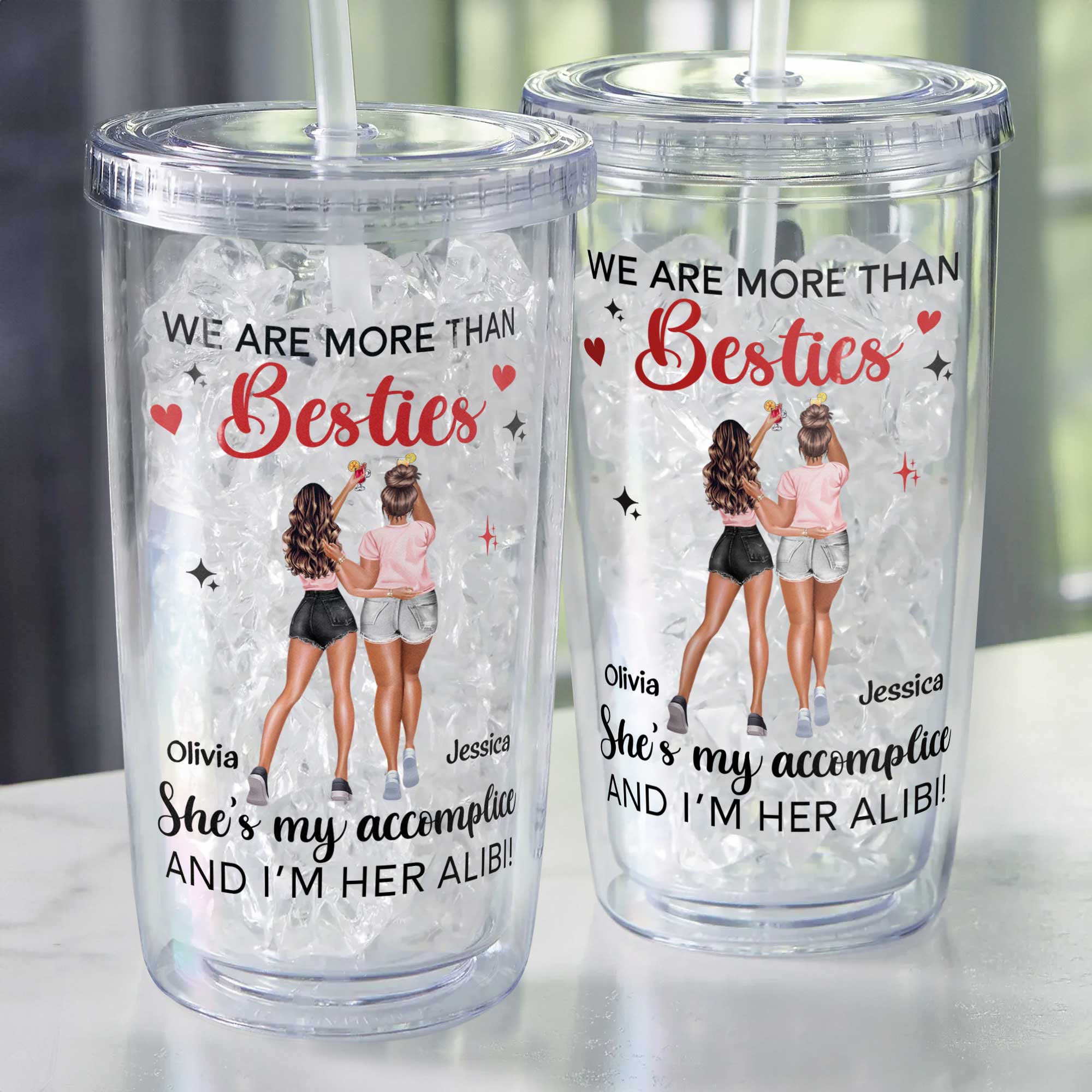 Acrylic Tumbler With Lid Straw Valentine's Day