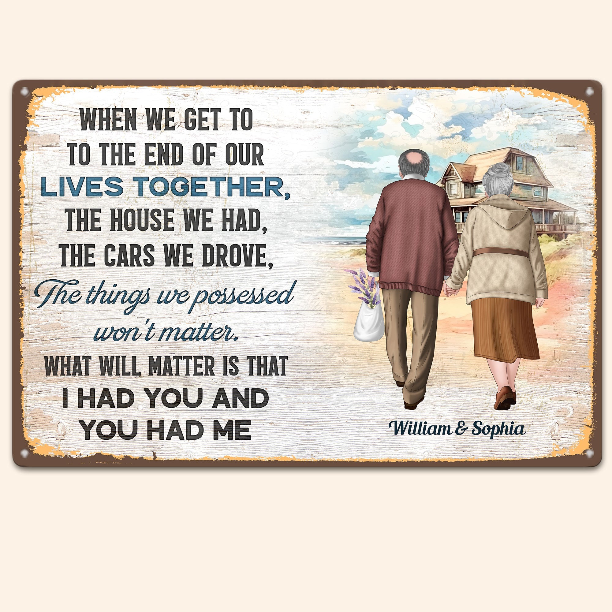 VIOFLOW Targa In Metallo Vintage Con Frase "When We Get To The End Of Our Lives Together" - 20x30 Cm
