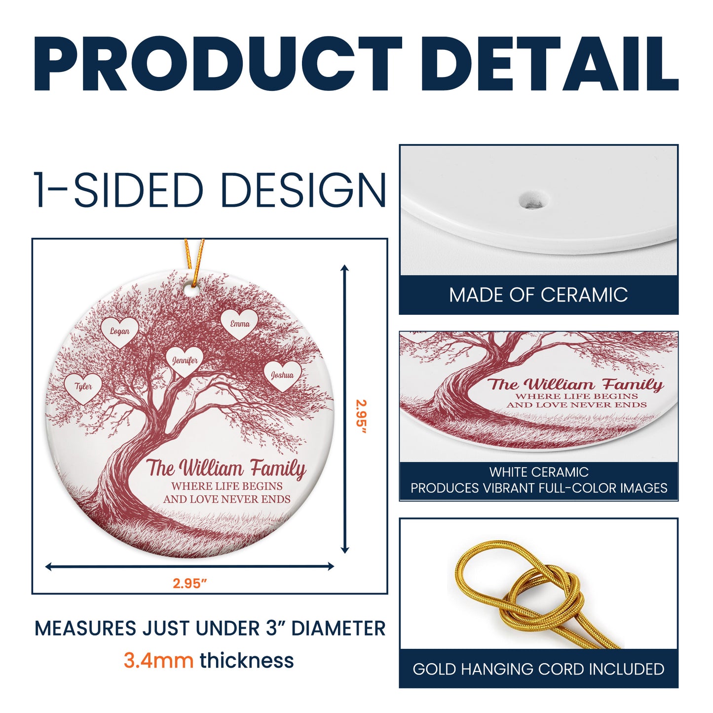 Where Life Begins And Love Never Ends - Personalized Ceramic Ornament