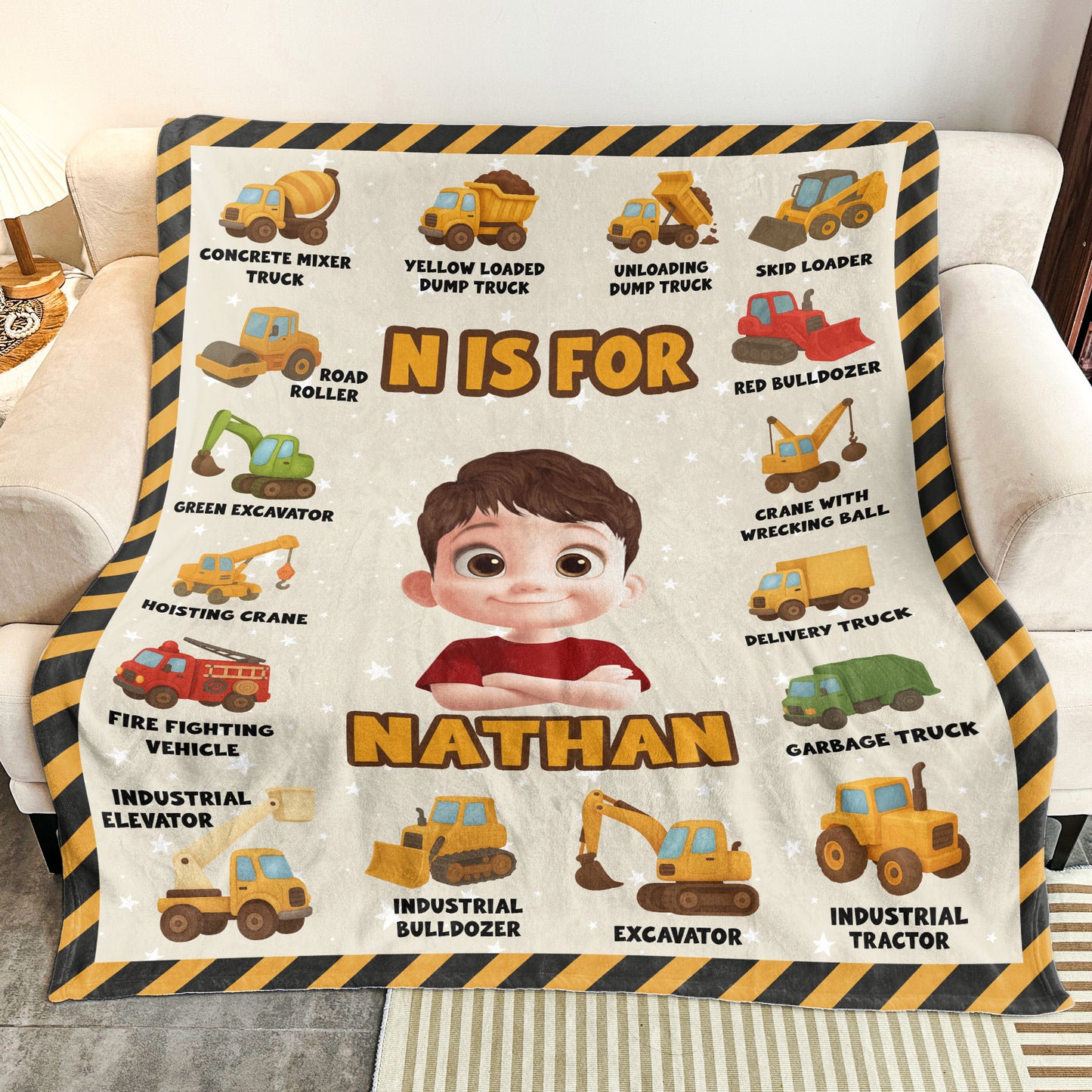 Work Vehicles Construction Kid - Personalized Blanket
